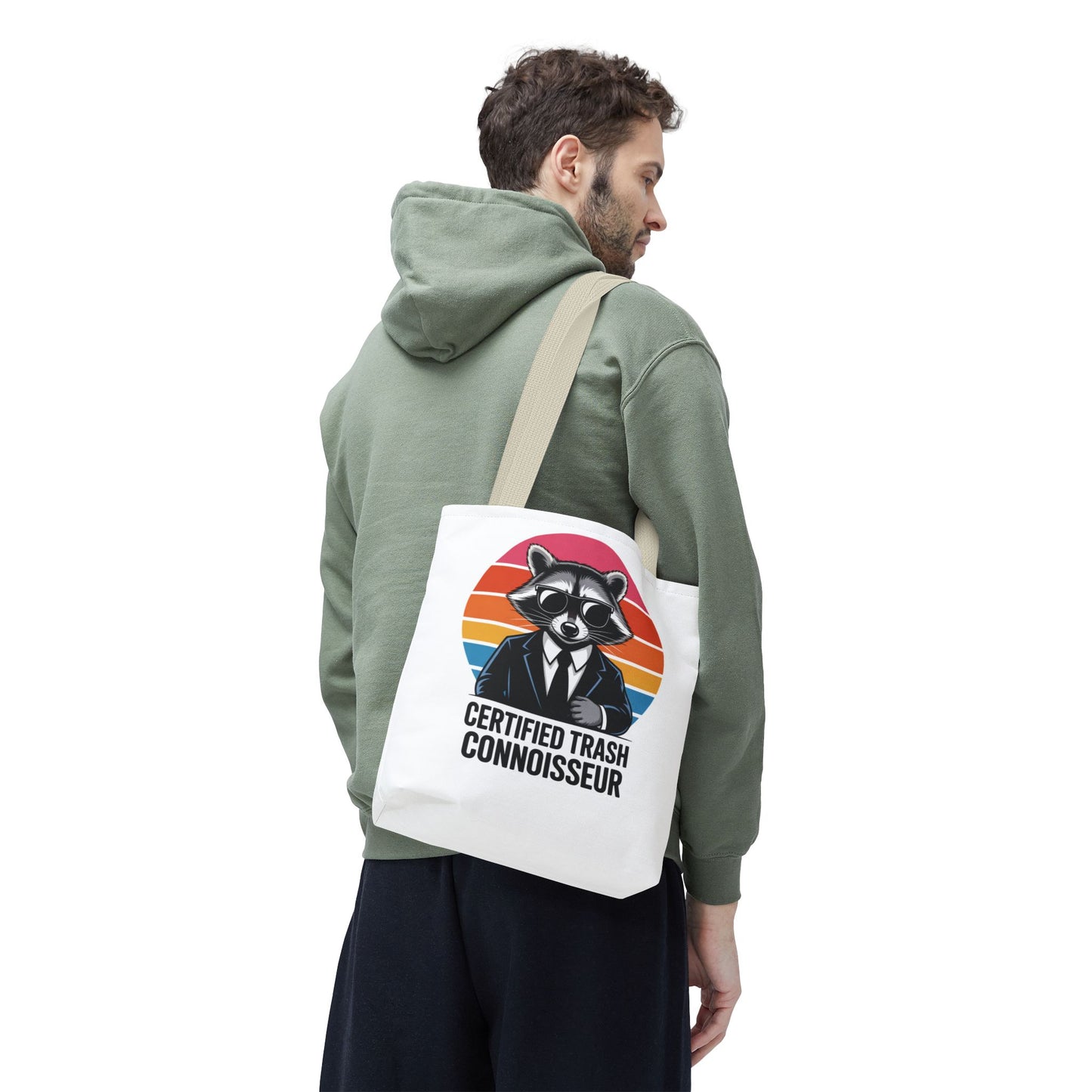 Certified Trash Connoisseur Raccoon Tote Bag Fun and Quirky Everyday Carry Trash Panda Bag
