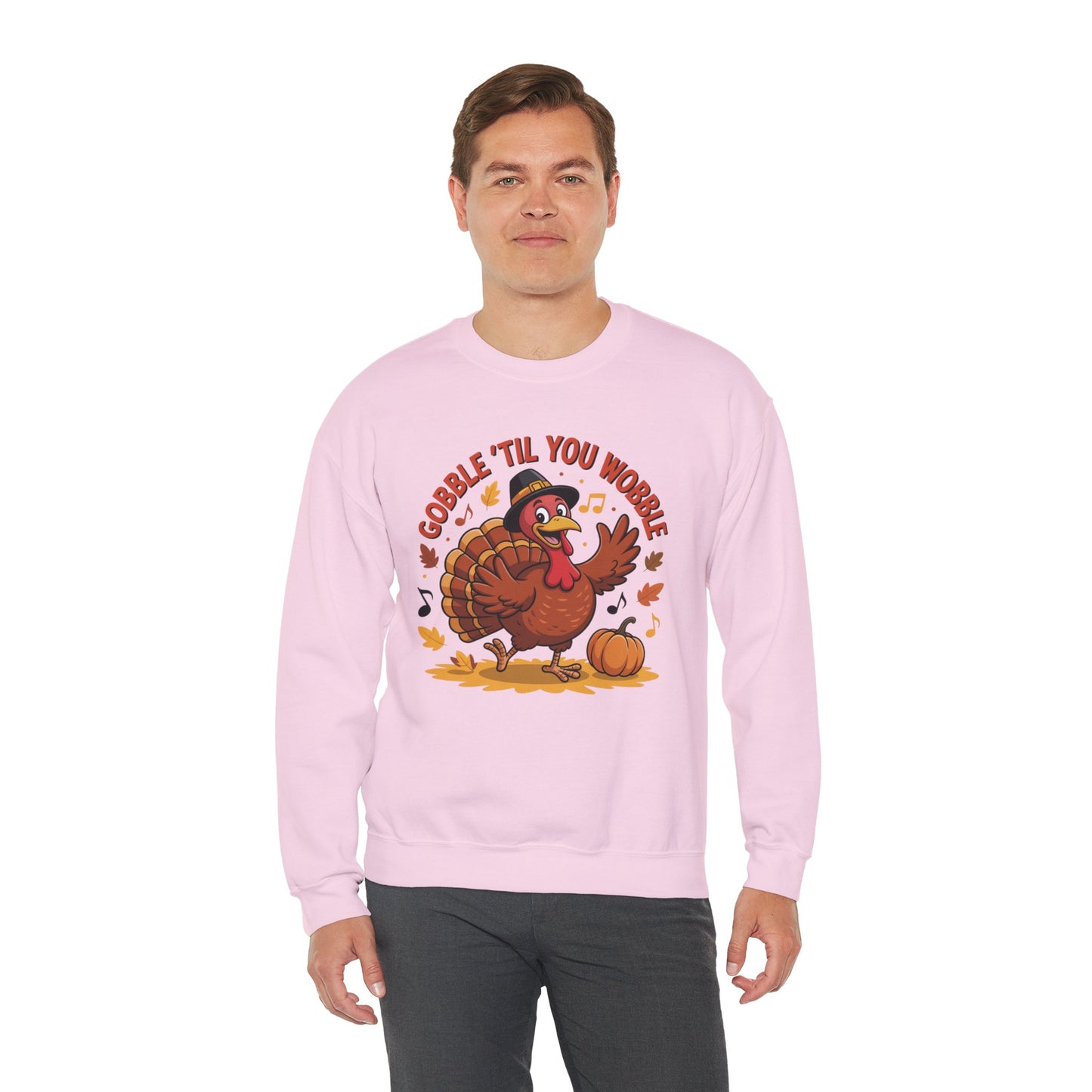 Gobble Til You Wobble Sweatshirt, Funny Cartoon Turkey Thanksgiving Crewneck, Dancing Turkey Fall Pullover, Cozy Friendsgiving Holiday Top