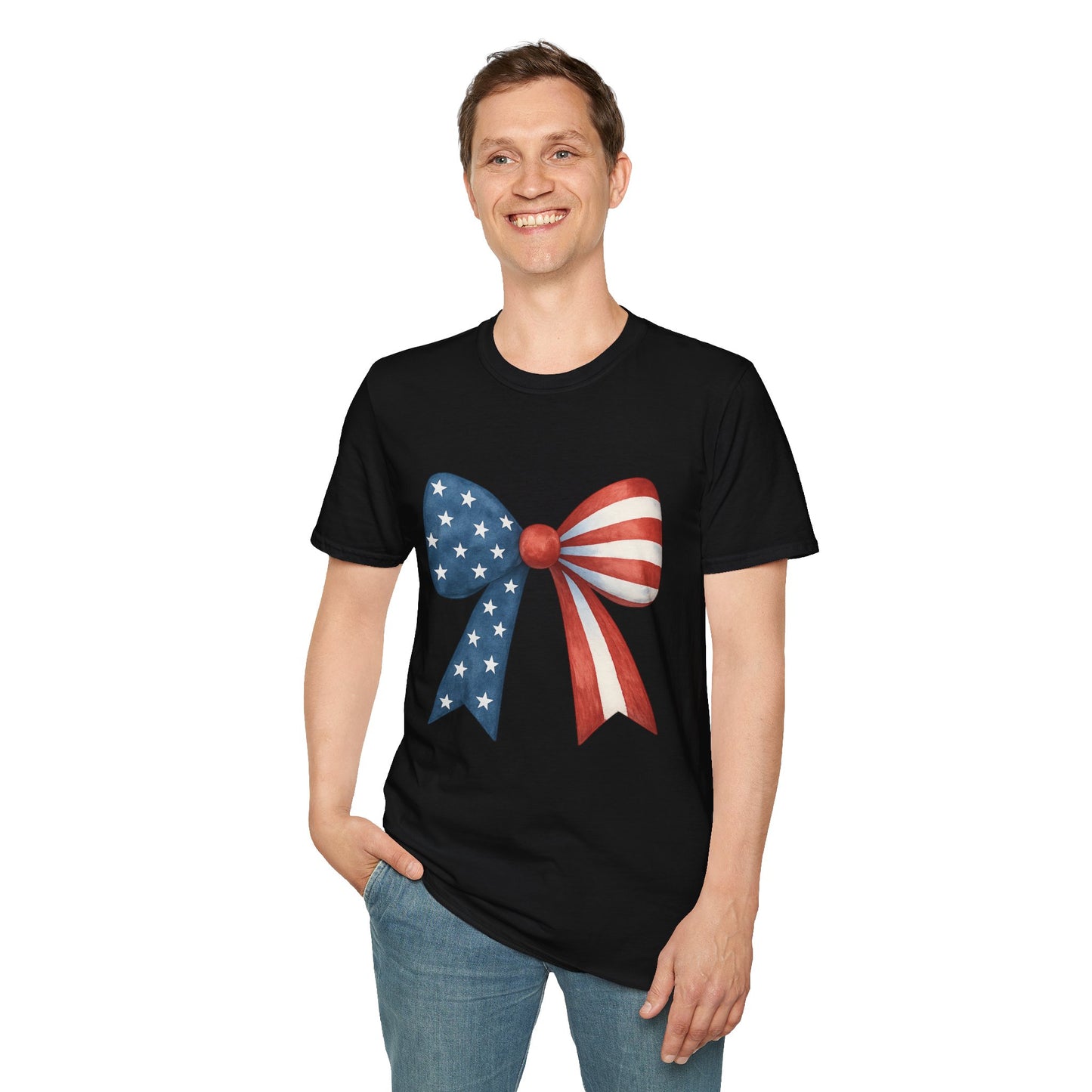 Patriotic Bow USA T-Shirt | 4th of July Shirt | American Flag Bow Tee | Independence Day Shirt | July 4th Graphic Tee | USA Pride Shirt