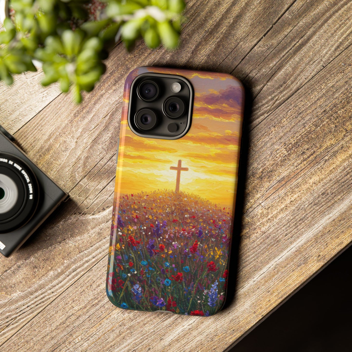 iPhone Case: Monet Style Cross Phone Case Christian Case Inspirational iPhone Case Spiritual Phone Case