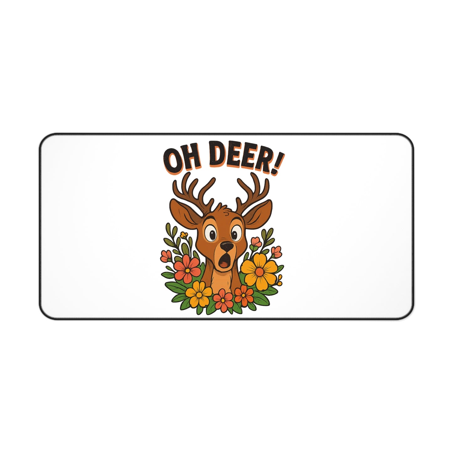 Mouse Pad - Oh Deer Desk Mat with Startled Deer Design Animal Decor Deer Mouse Pad