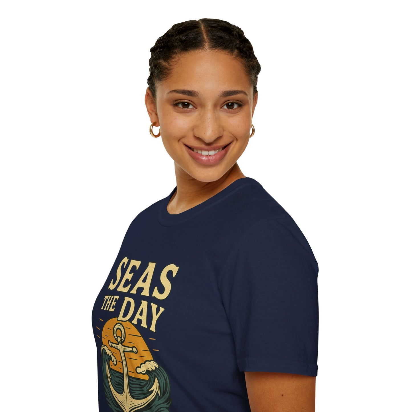 Seas the Day Shirt – Nautical Anchor Ocean Tee | Coastal Beach Graphic T-Shirt | Funny Seaside Pun Gift | Unisex Summer Travel Top