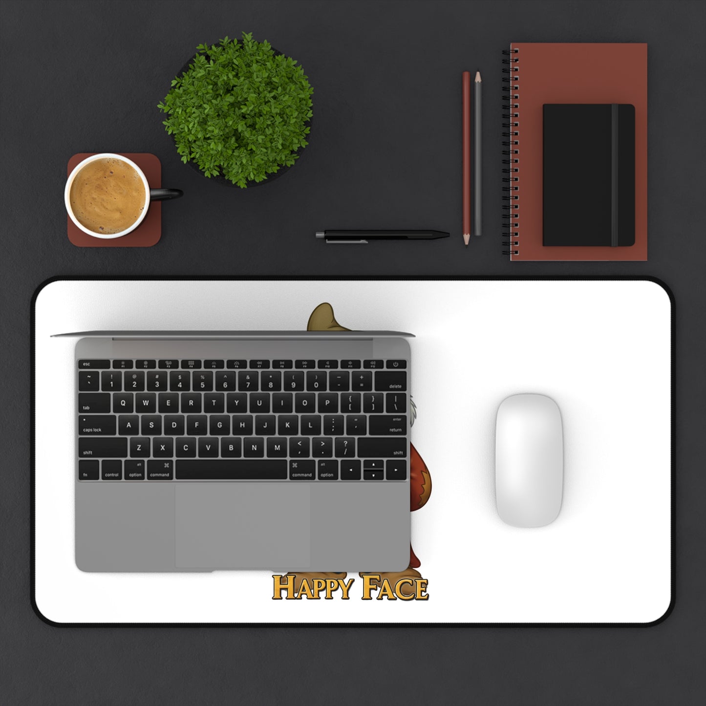 Funny Mouse Pad/Desk Mat - 'This Is My Happy Face' Grumpy Dwarf Design