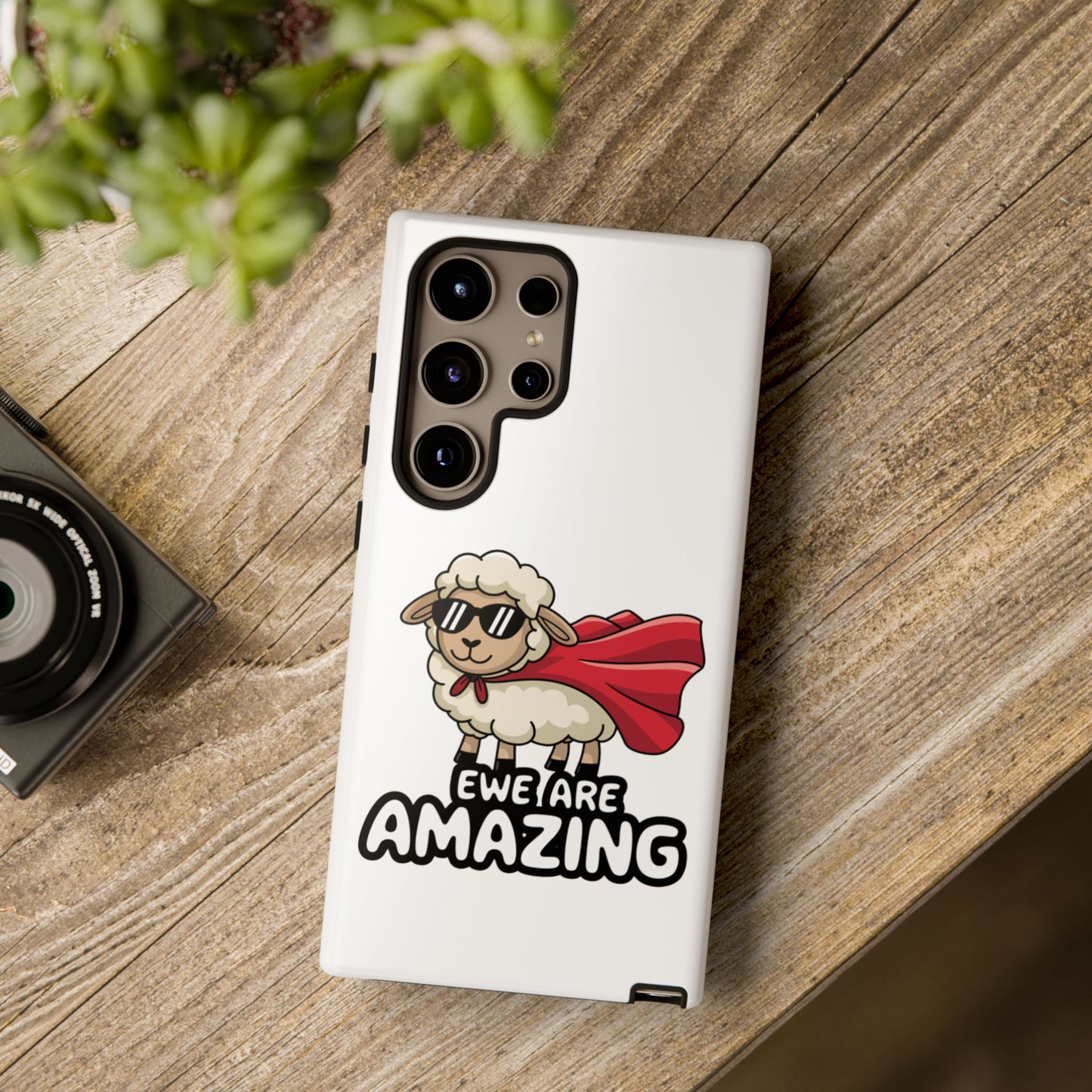 Funny Samsung Case - Cute Sheep Phone Cover - "Ewe Are Amazing" Gift for Her or Him - Animal Pun Superhero Case - Samsung Case