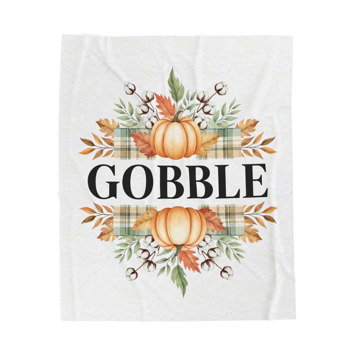 Gobble Fall Blanket, Thanksgiving Throw Blanket With Pumpkins And Leaves, Cozy Autumn Decor, Soft Fleece Blanket Gift For Family Gatherings