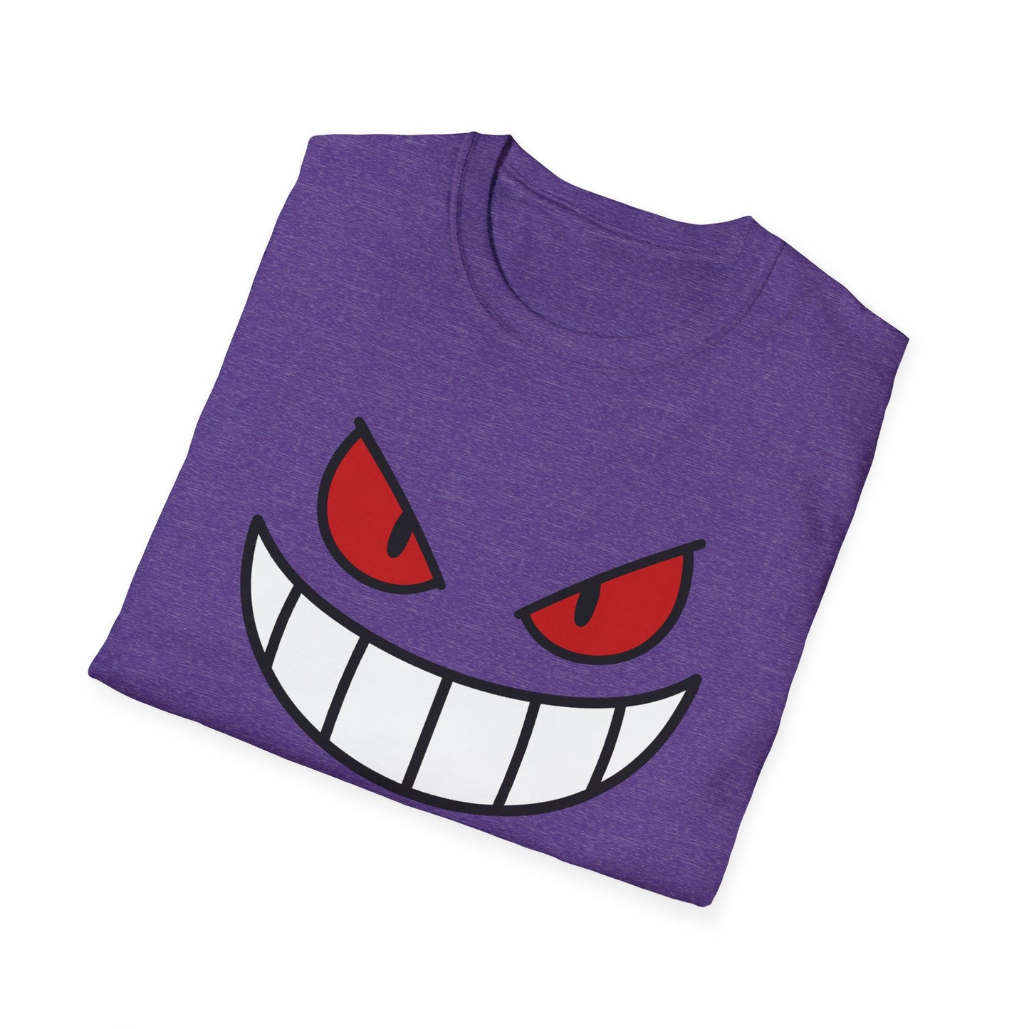 Spooky Grin Face T-Shirt - Creepy Ghost Smile Graphic Tee - Dark Humor Unisex Shirt - Anime Monster Style Funny Top