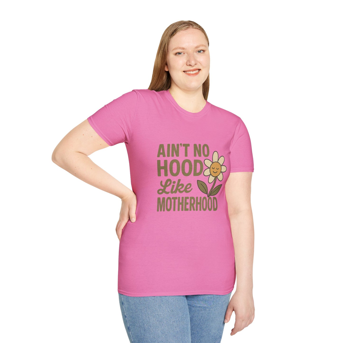 Ain't No Hood Like Motherhood T-Shirt - Unisex Softstyle Tee for Moms Mother's Day Gift