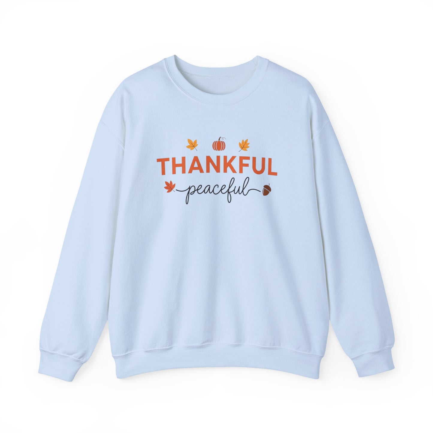 Thankful Peaceful Sweatshirt, Minimalist Fall Crewneck, Autumn Pumpkin Sweater, Thanksgiving Pullover, Cozy Seasonal Gratitude Gift