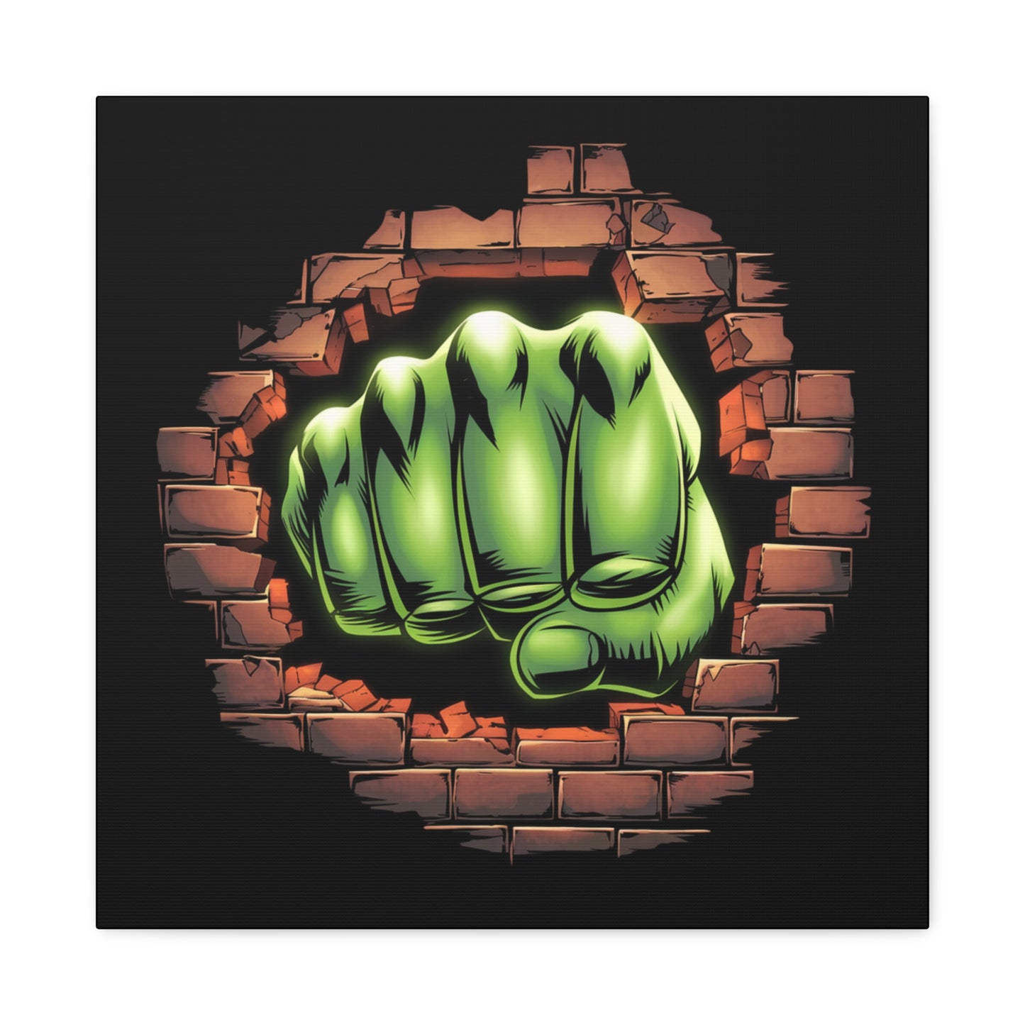 Wall Canvas Green Fist Smashing Design, Wall Art, Comic Canvas