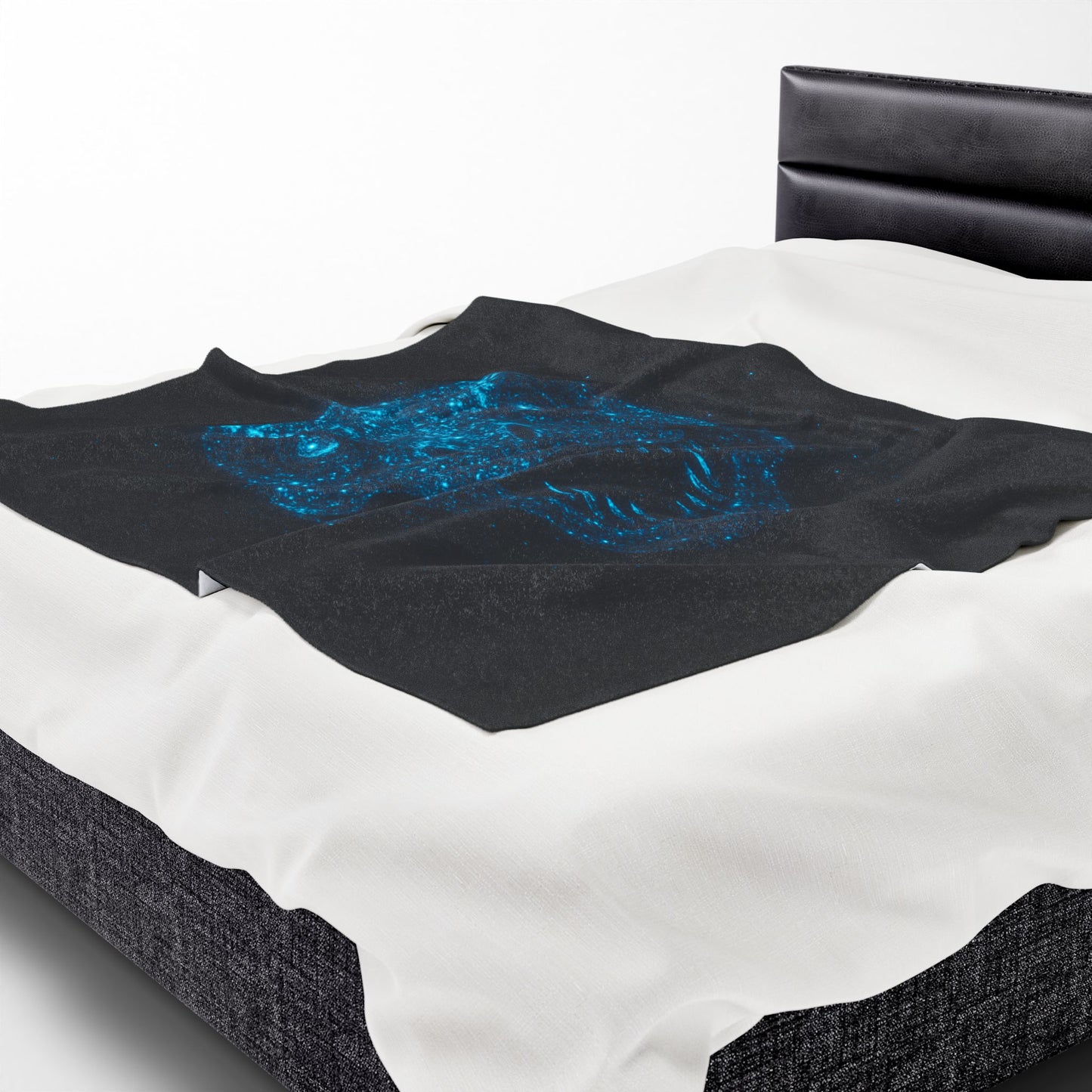 Bioluminescent-Style T-Rex Blanket - Neon Blue Dinosaur Throw for Kids, Teens and Gamers - Soft Cozy Dino Bedding, Unique Jurassic Gift