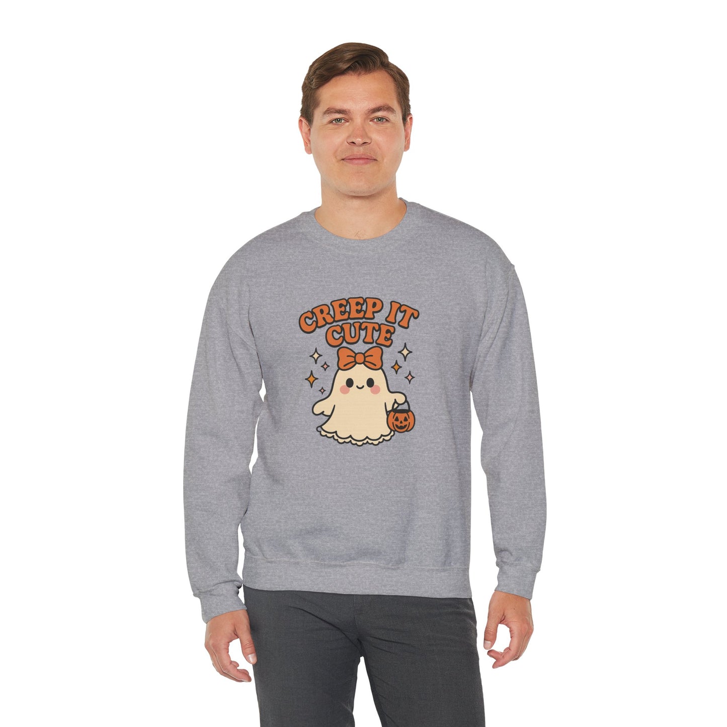 Cute Ghost Sweatshirt, Creep It Cute Crewneck, Spooky Halloween Pullover, Sweet Ghost Graphic Sweatshirt, Trick-Or-Treat Gift Top