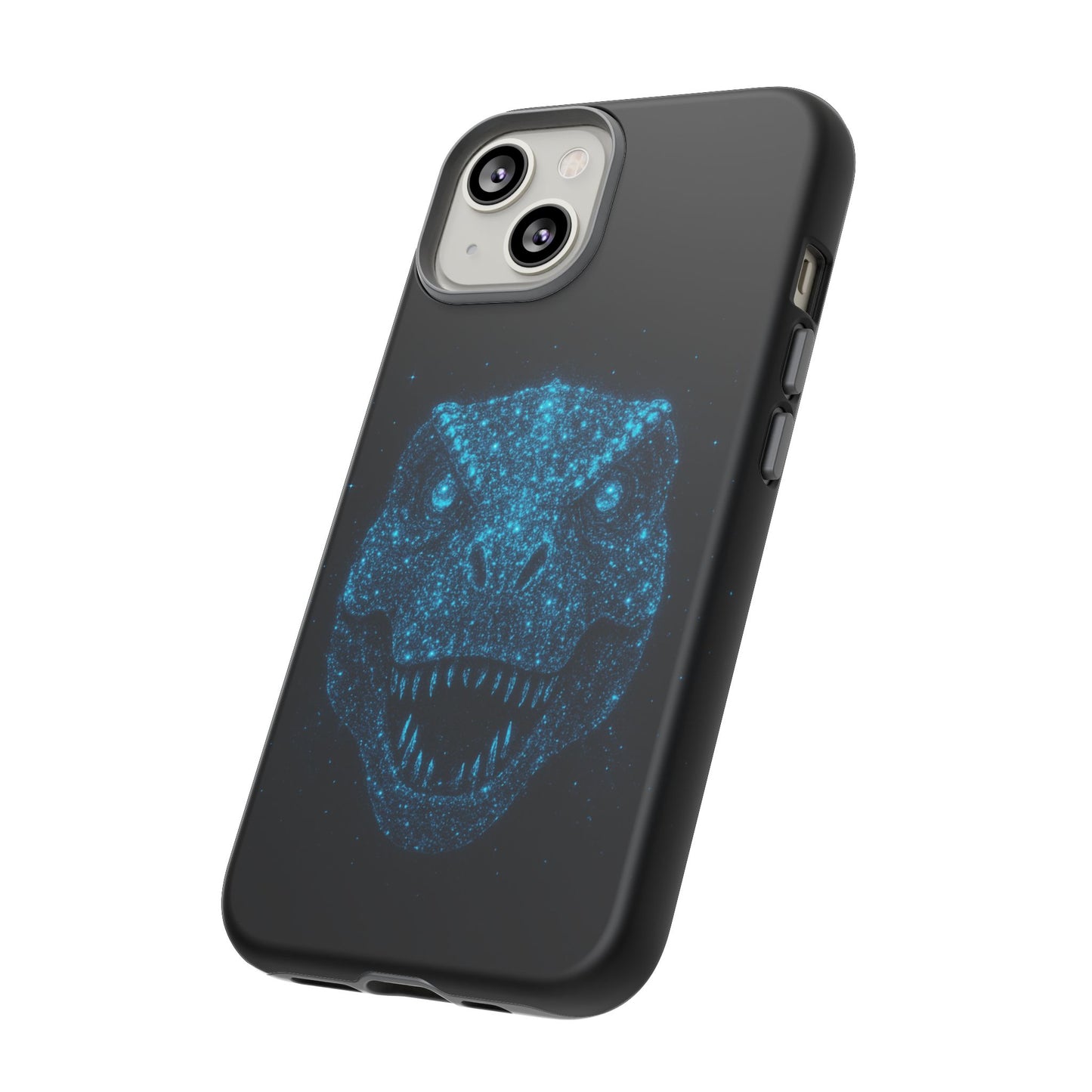 Bioluminescent Particle T-Rex iPhone Case - Galaxy-Style Cosmic Dino on Tough Dual-Layer Cover, Gift for Dino & Space Fans