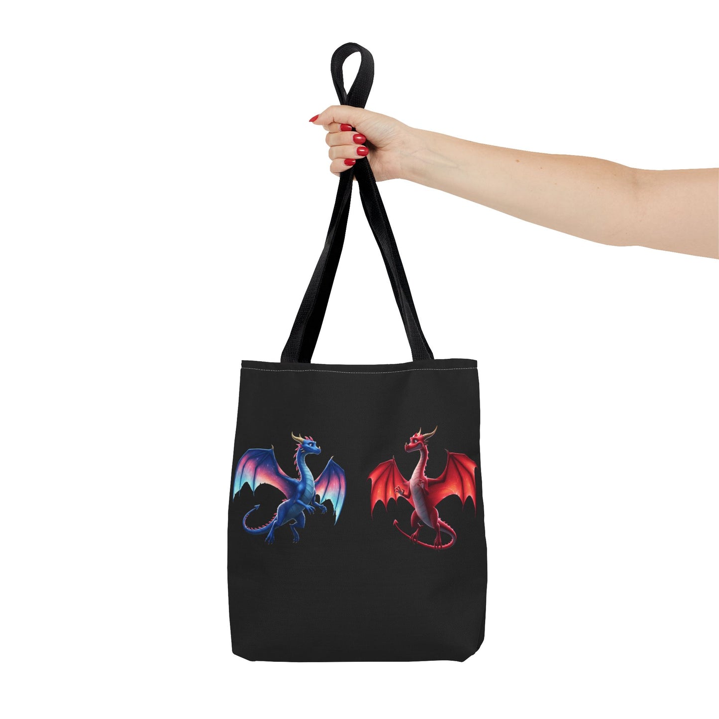 Double-Sided Fantasy Dragon Tote Bag - Cute Green & Blue-Red Dragons, Eco Canvas Book Lover Gift, Reusable Shopping Tote