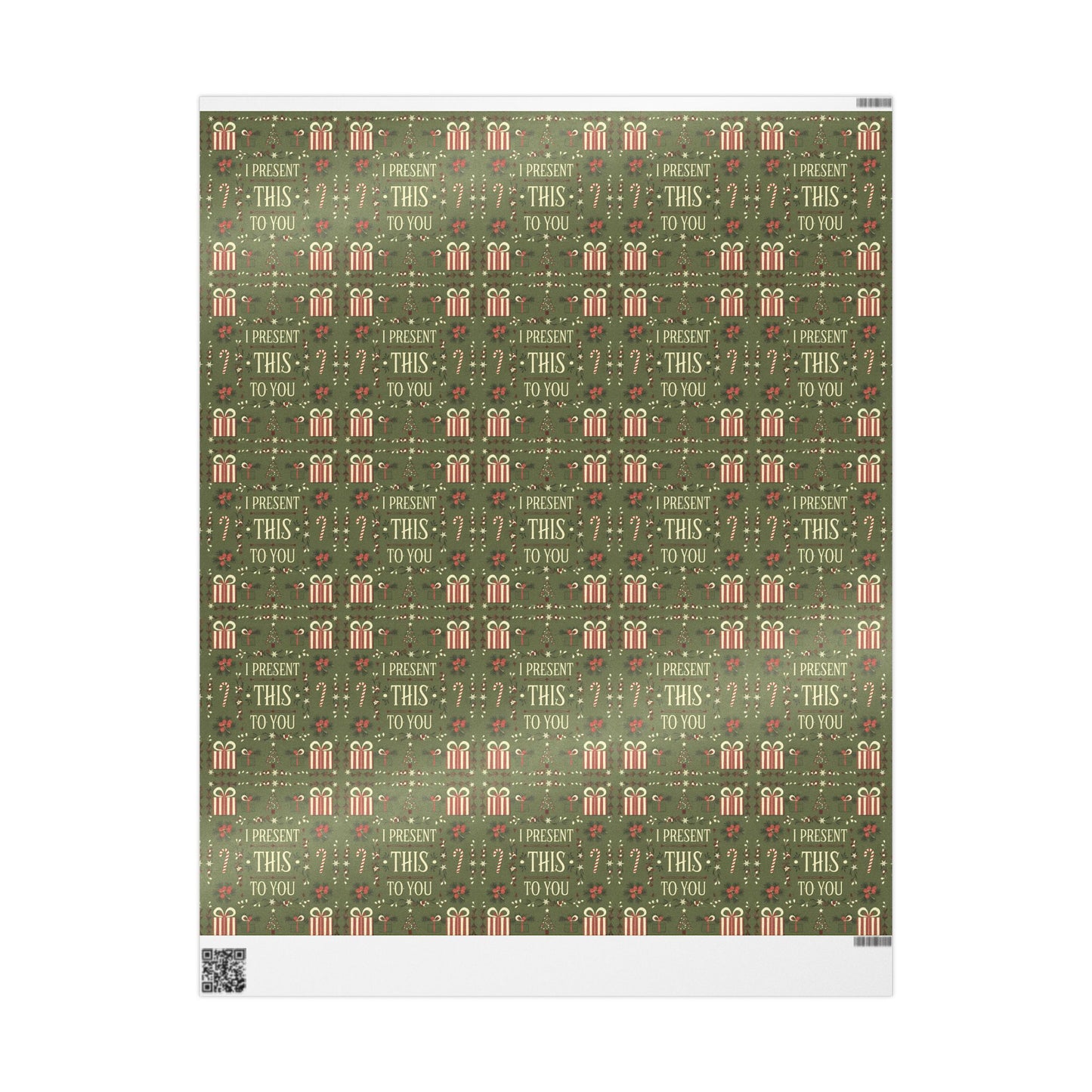 Christmas Wrapping Paper - Green 'I Present This To You'