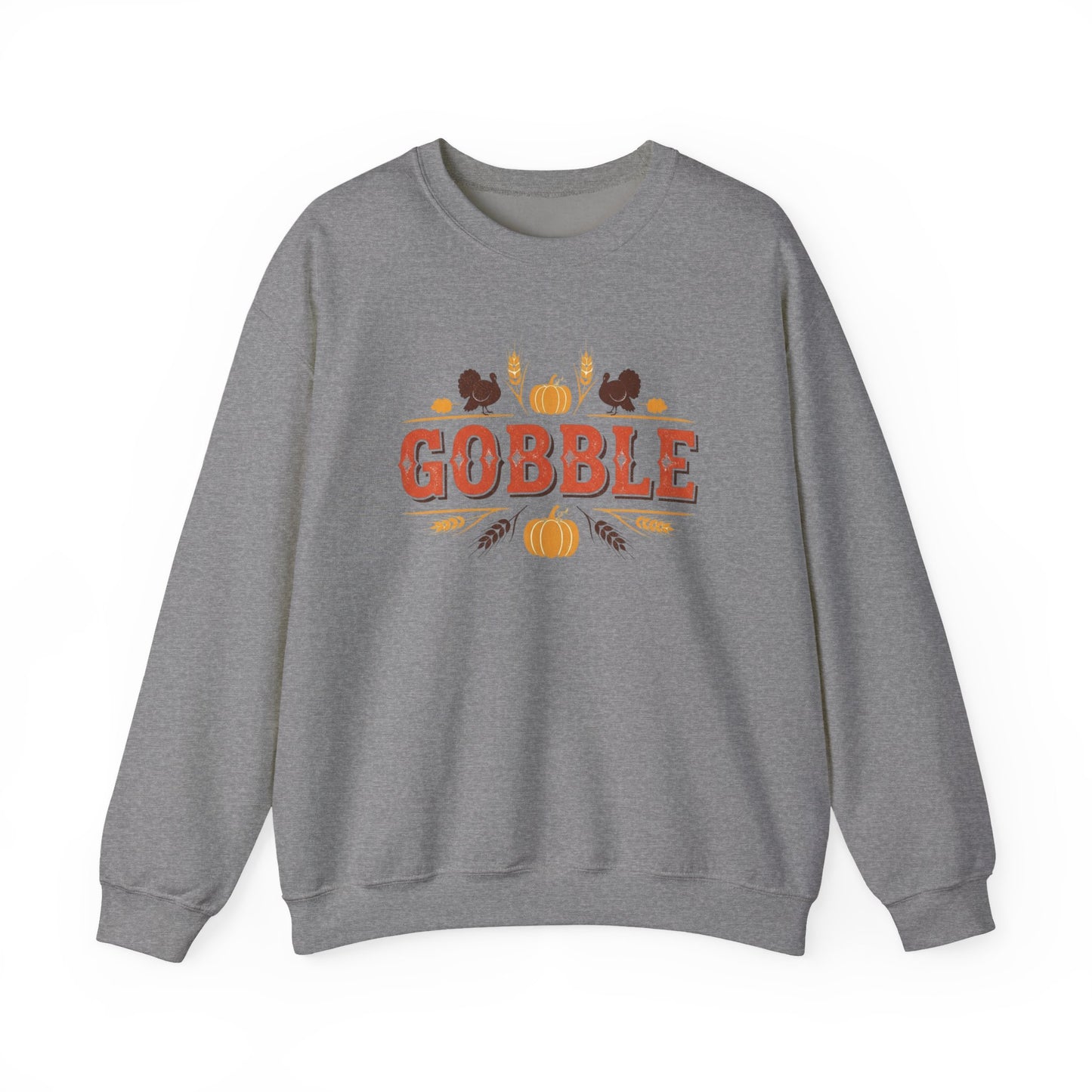 Gobble Thanksgiving Sweatshirt, Fall Pumpkin Turkey Shirt, Cozy Autumn Crewneck, Cute Gobble Pullover, Thanksgiving Dinner Outfit
