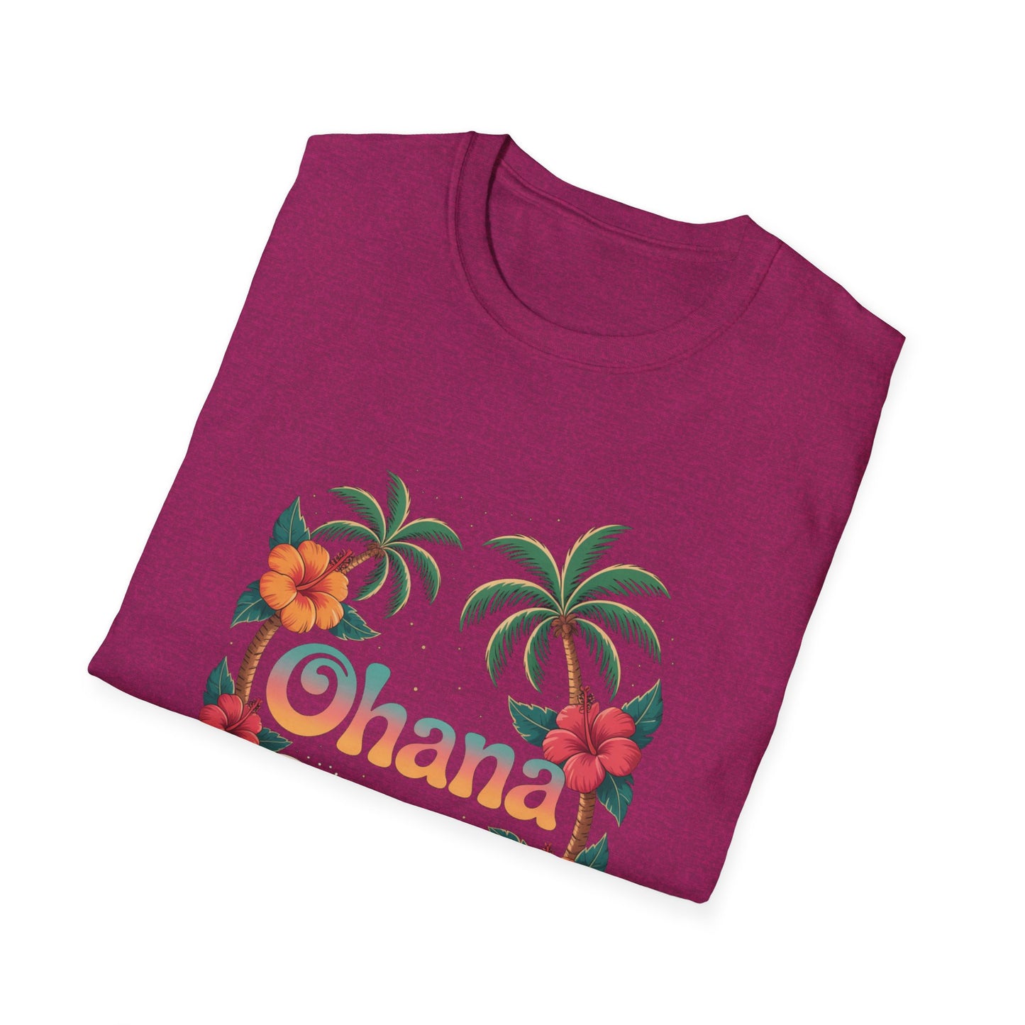 Ohana Shirt - Retro Hawaiian Sea Turtle & Palm Tree Graphic Tee - Tropical Beach Family Gift, Summer Vacation Aesthetic T-Shirt