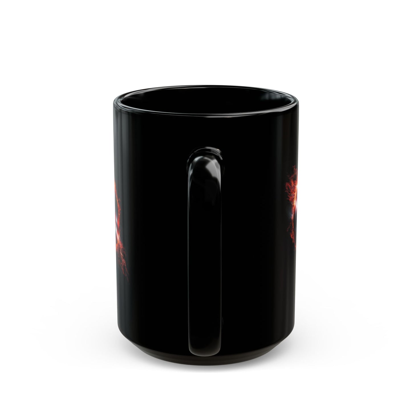 Flaming Shield Emblem Mug - Fiery Red White Blue Star Coffee Cup, Metal-Inspired Symbol Design, Bold Hero Vibes Gift for Fans and Coffee Lovers