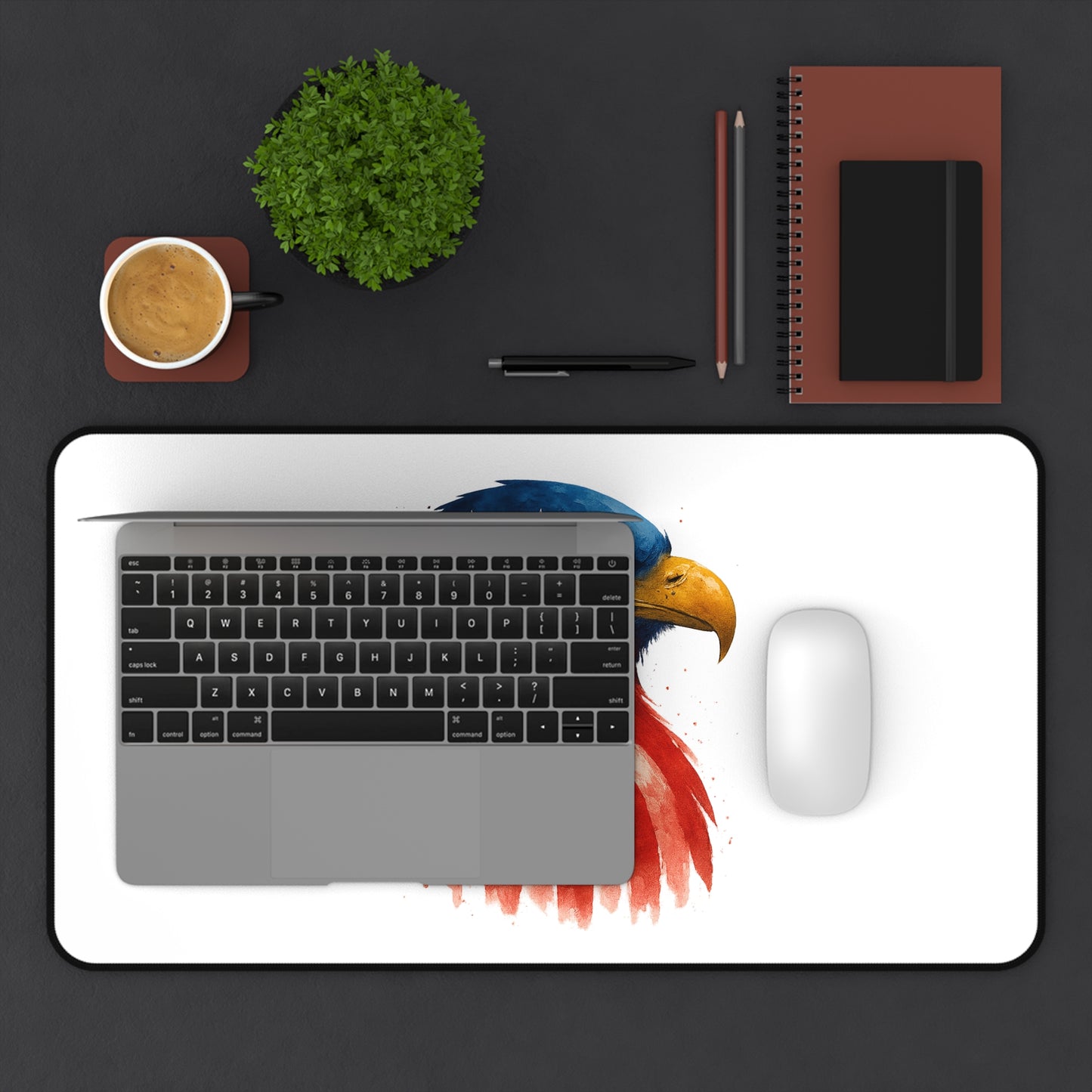 Patriotic Eagle Desk Mat USA Flag Gaming and Office Extended Mouse Pad - Bald Eagle Art Gift for Veterans, 4th of July, Memorial Day