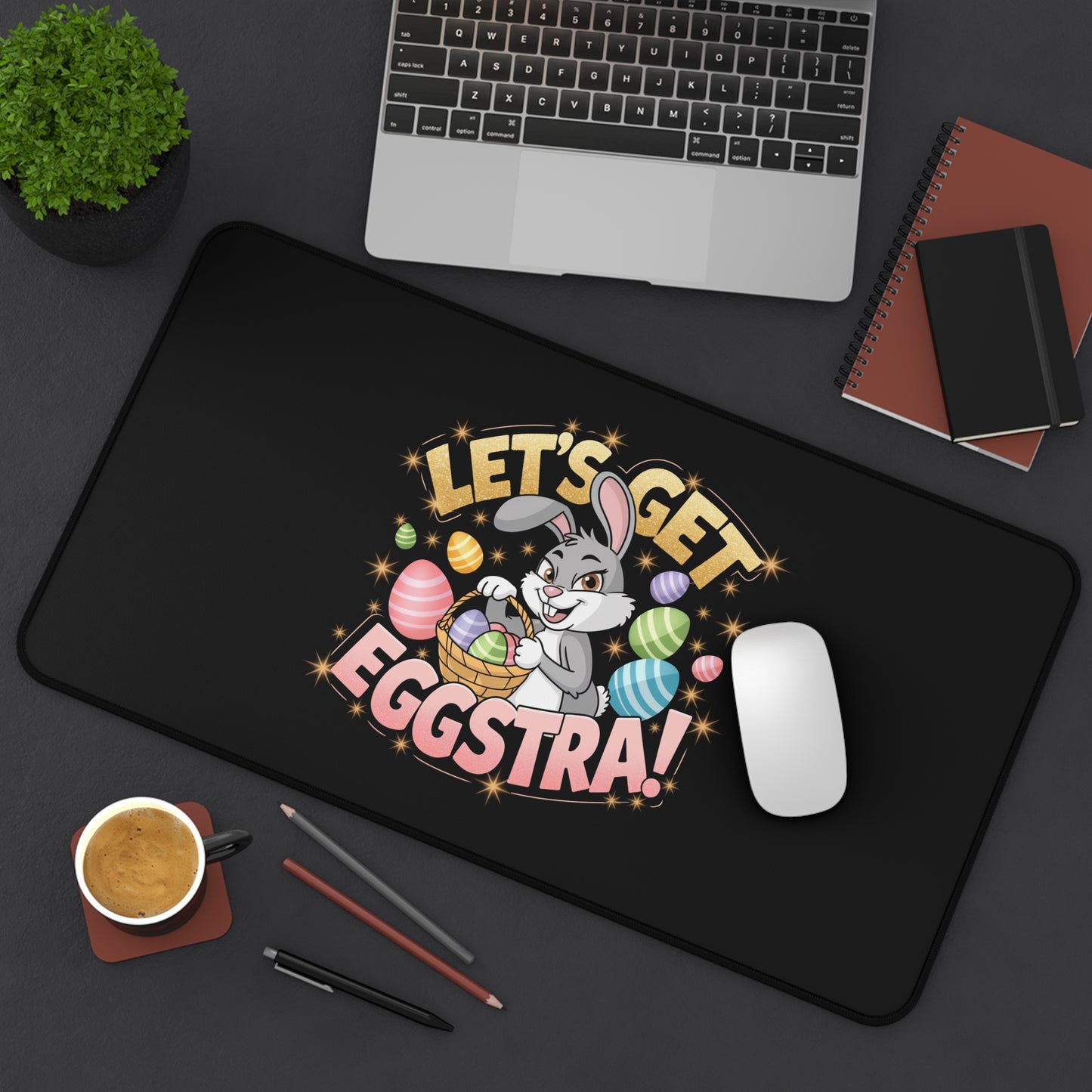 Easter Desk Mat Easter Bunny Let's Get Eggstra Easter Mouse Pad