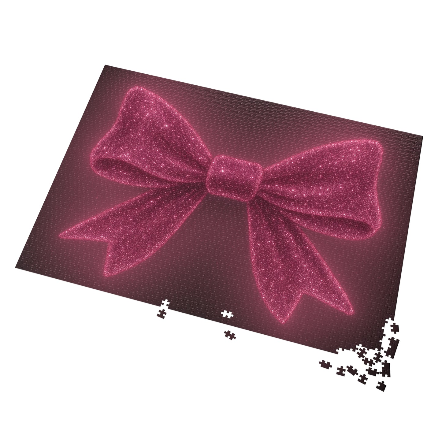Puzzle with Sparkling Pink Bow Boho Game Pink Bow Decor Feminine Game Night