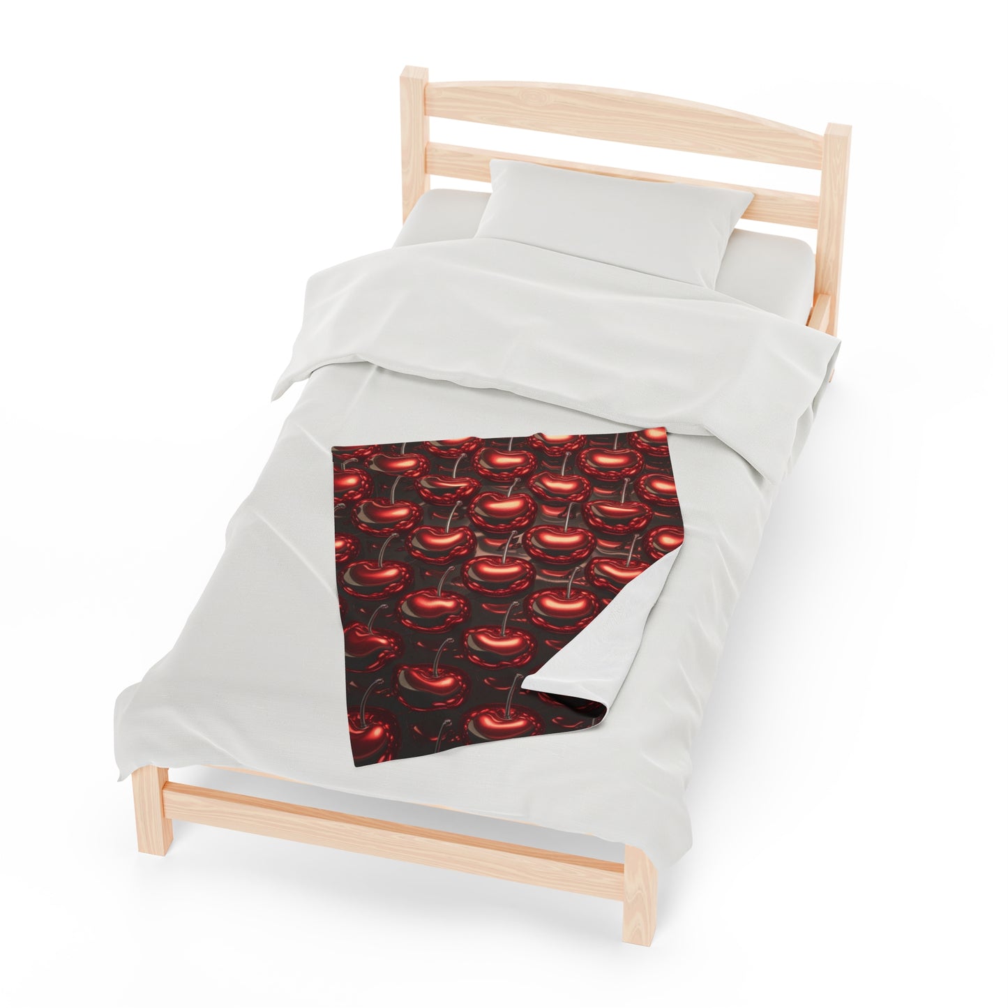 Plush Blanket with Shiny Cherry Design