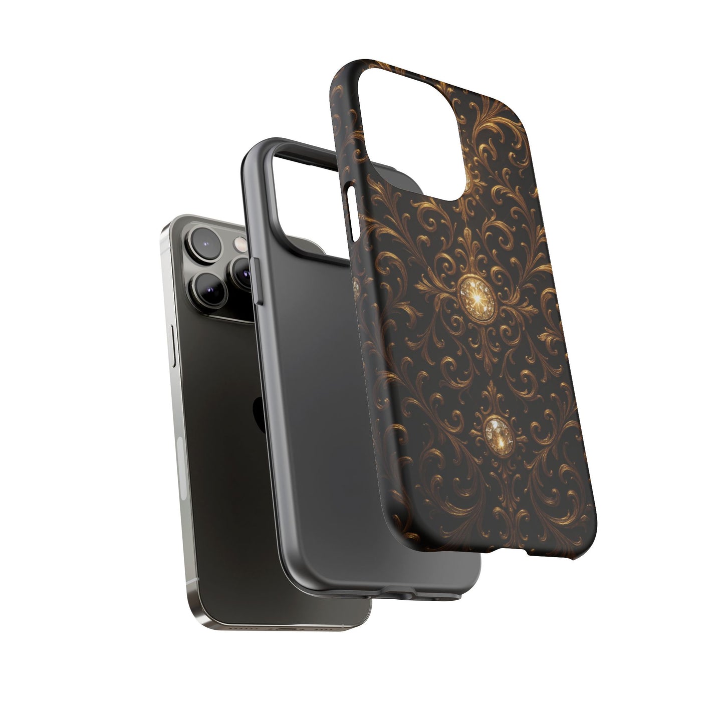 Baroque iPhone Case β Elegant Gold Floral Scroll Design for iPhone 16, 15, 14, 13, Pro Max & More