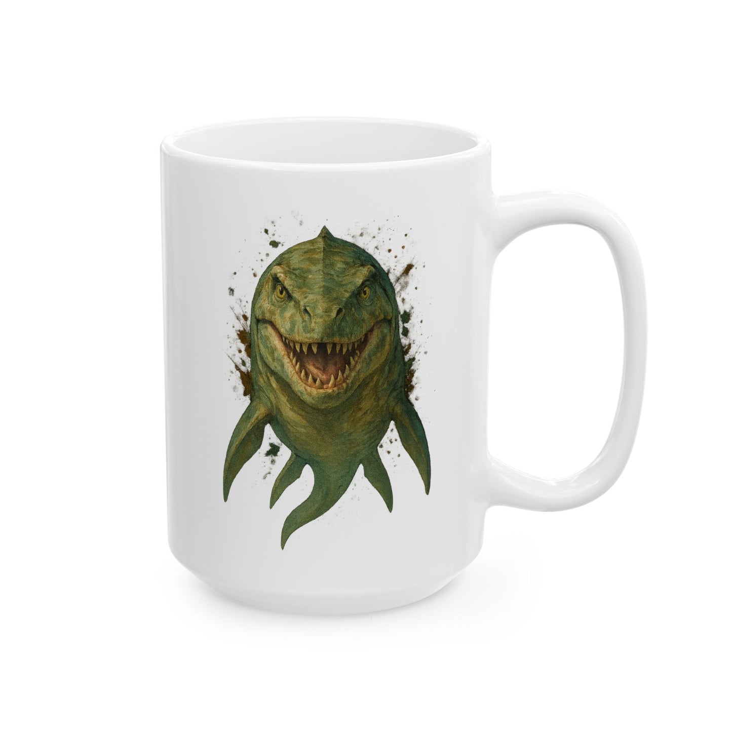 Mosasaurus Ceramic Mug - Dinosaur Coffee Cup | Prehistoric Tidal Beast Gift for Paleontology Fans | 11oz/15oz Dishwasher Safe Jurassic Cup
