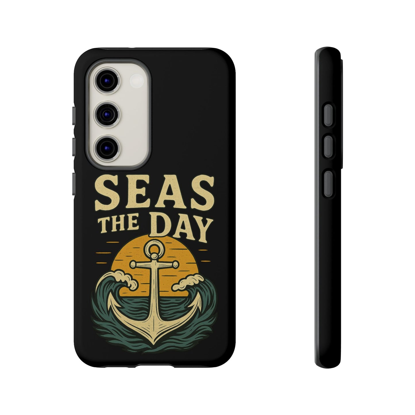 Seas the Day Samsung Case – Nautical Phone Case – Anchor Pun Gift – Ocean Lover Accessory – Motivational Phone Cover – Beach Vibes Case