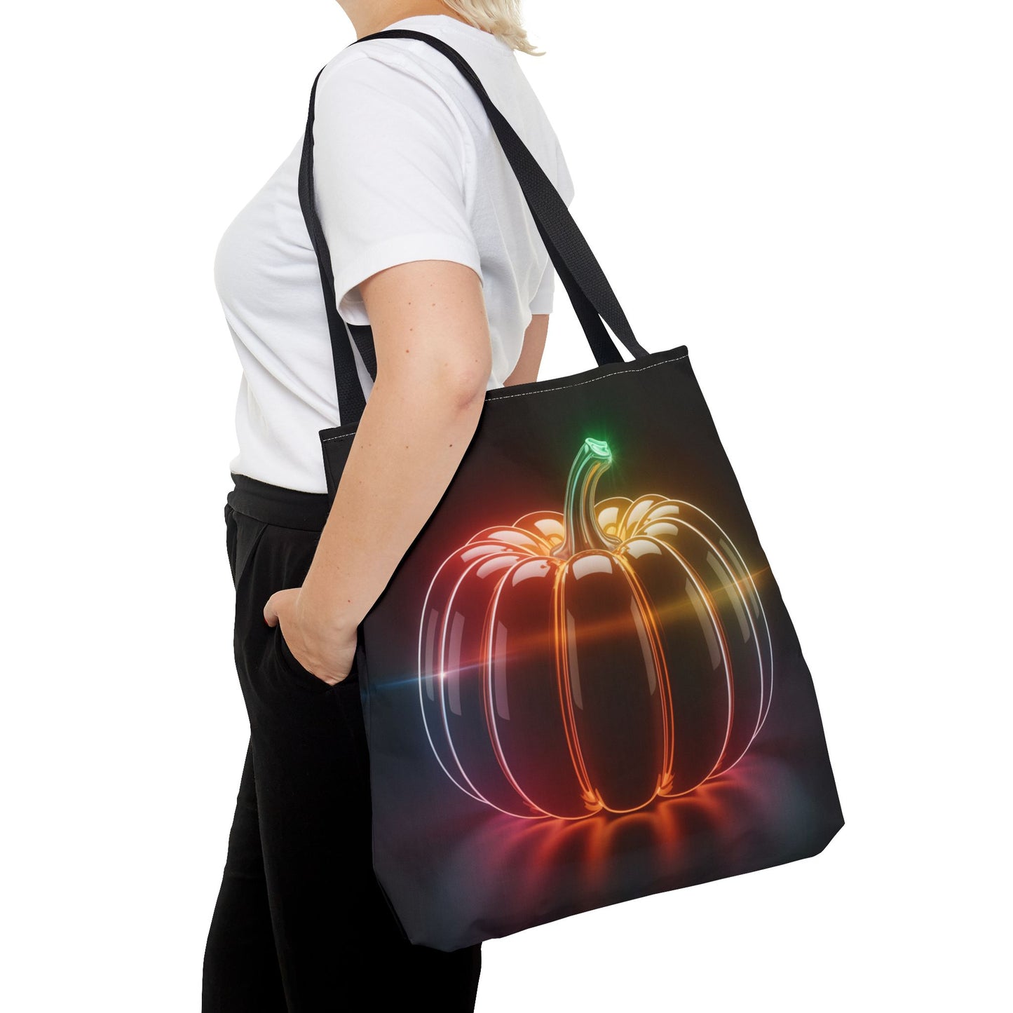 Neon Pumpkin Tote Bag, Glowing Halloween Bag, Modern Fall Tote, Pumpkin Aesthetic Accessory, Trick Or Treat Bag, Spooky Season Gift