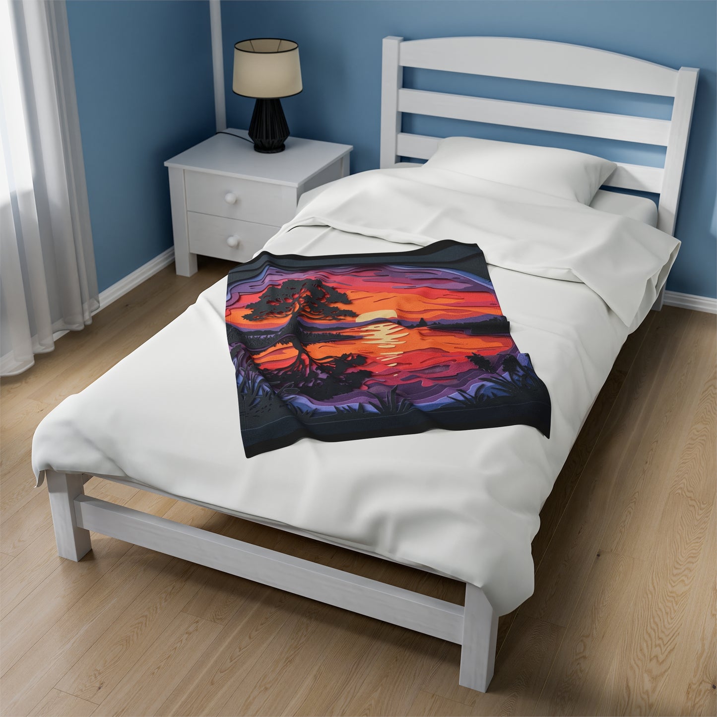 Plush Blanket - Sunset Paper Art Design