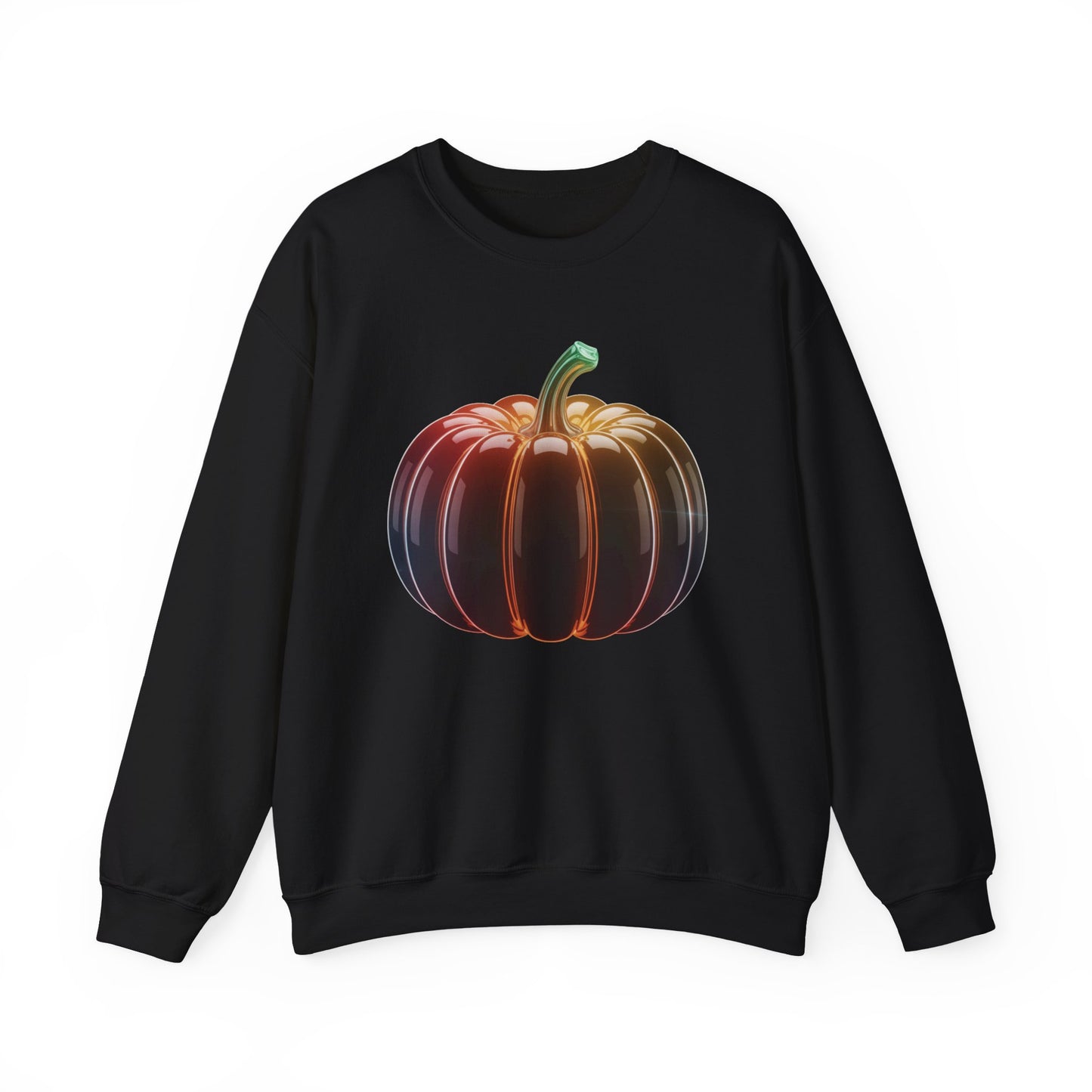 Neon Pumpkin Sweatshirt, Fall Halloween Crewneck, Cozy Unisex Pullover, Spooky Season Apparel, Aesthetic Pumpkin Shirt For Autumn Lovers