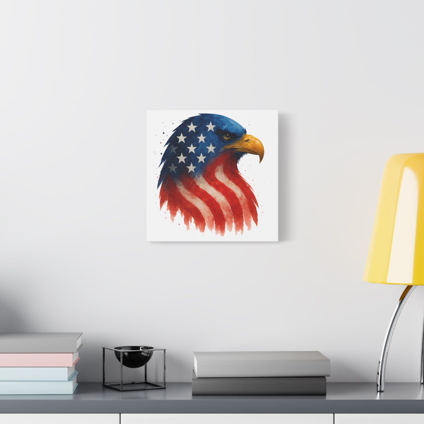 Patriotic Eagle Canvas Wall Art - American Flag Eagle Print - 4th of July Decor, USA Home and Office Gift - Ready to Hang Canvas Art