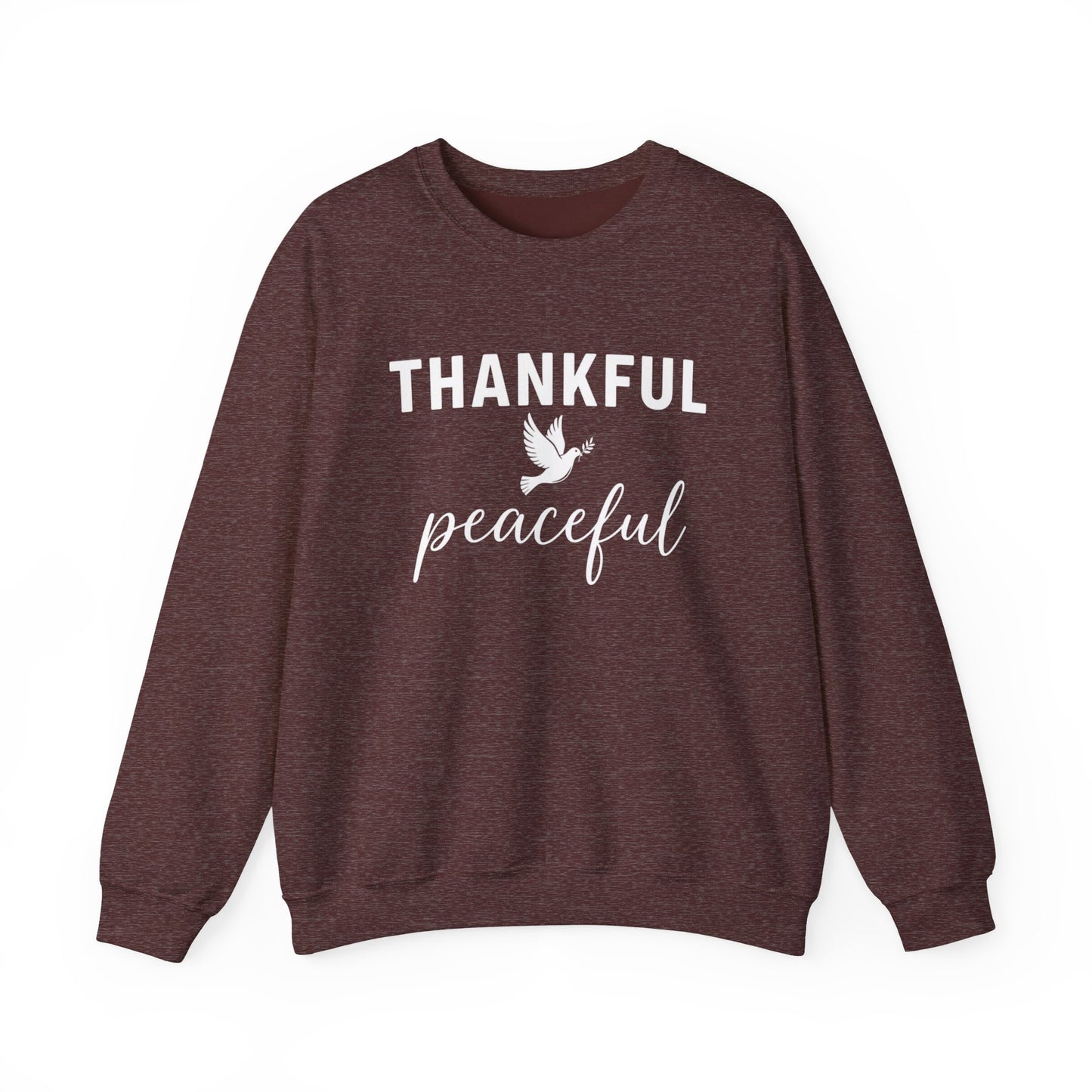 Thankful Peaceful Sweatshirt, Inspirational Quote Crewneck, Positive Message Sweater, Gratitude Gift, Cozy Faith Based Pullover