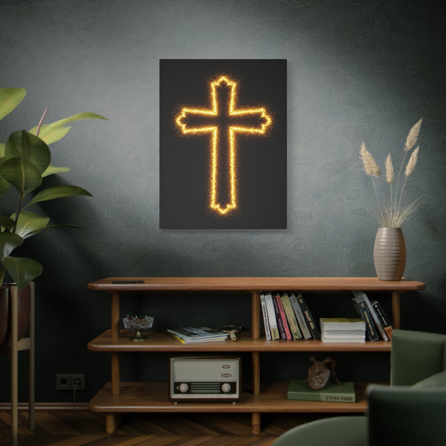 Glowing Cross Matte Canvas Wall Art