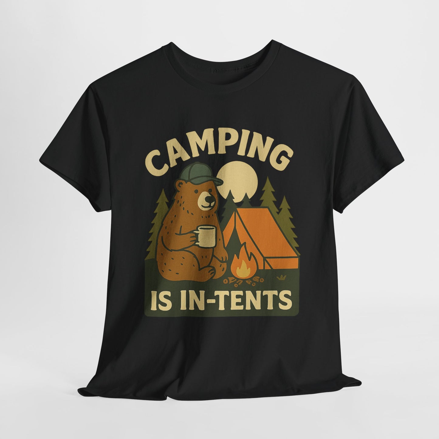 Camping Is In-Tents Funny Bear Camping Tee - Cute Outdoorsy Pun Shirt - Retro Campfire Graphic, Nature Lover Gift, Unisex Adventure Apparel