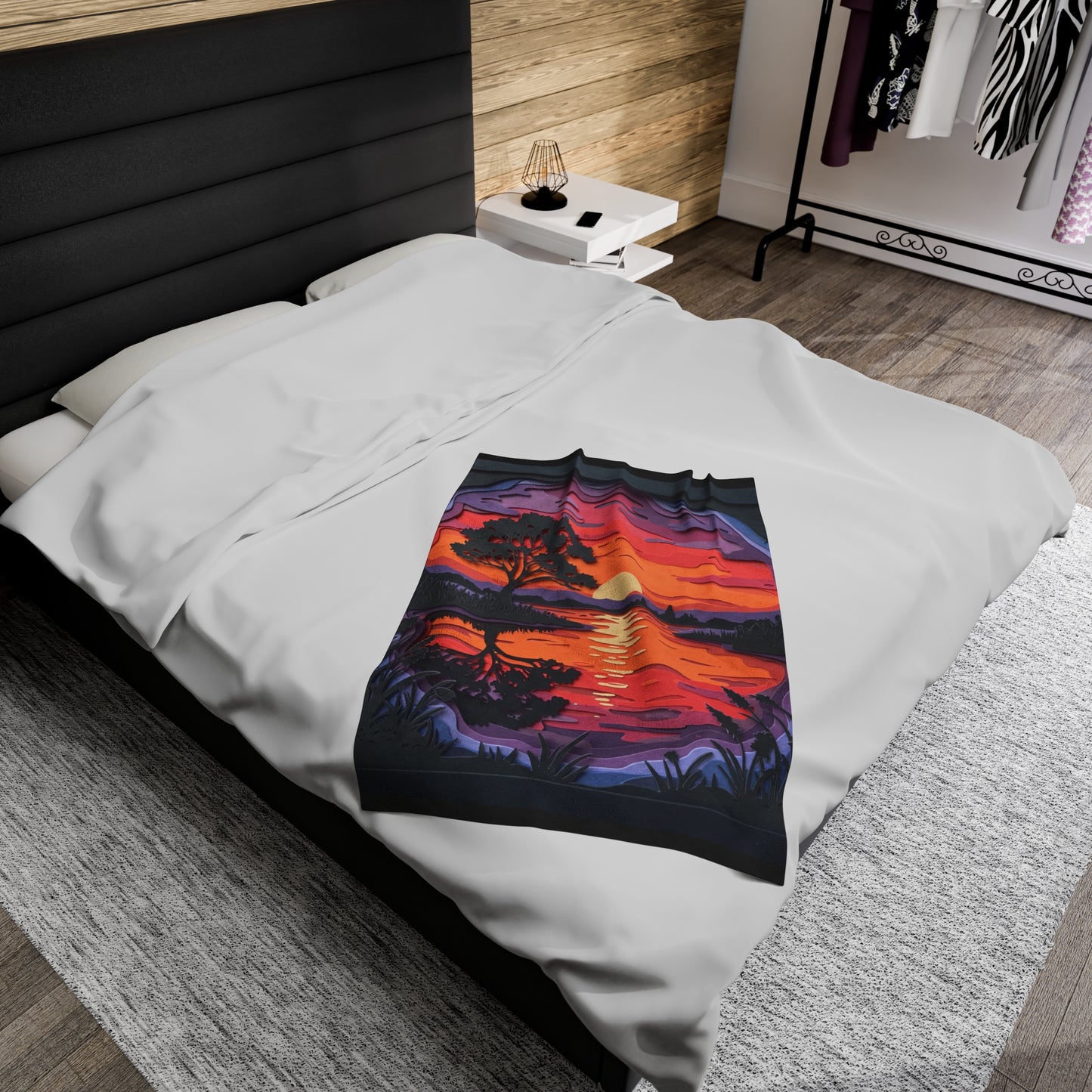 Plush Blanket - Sunset Paper Art Design