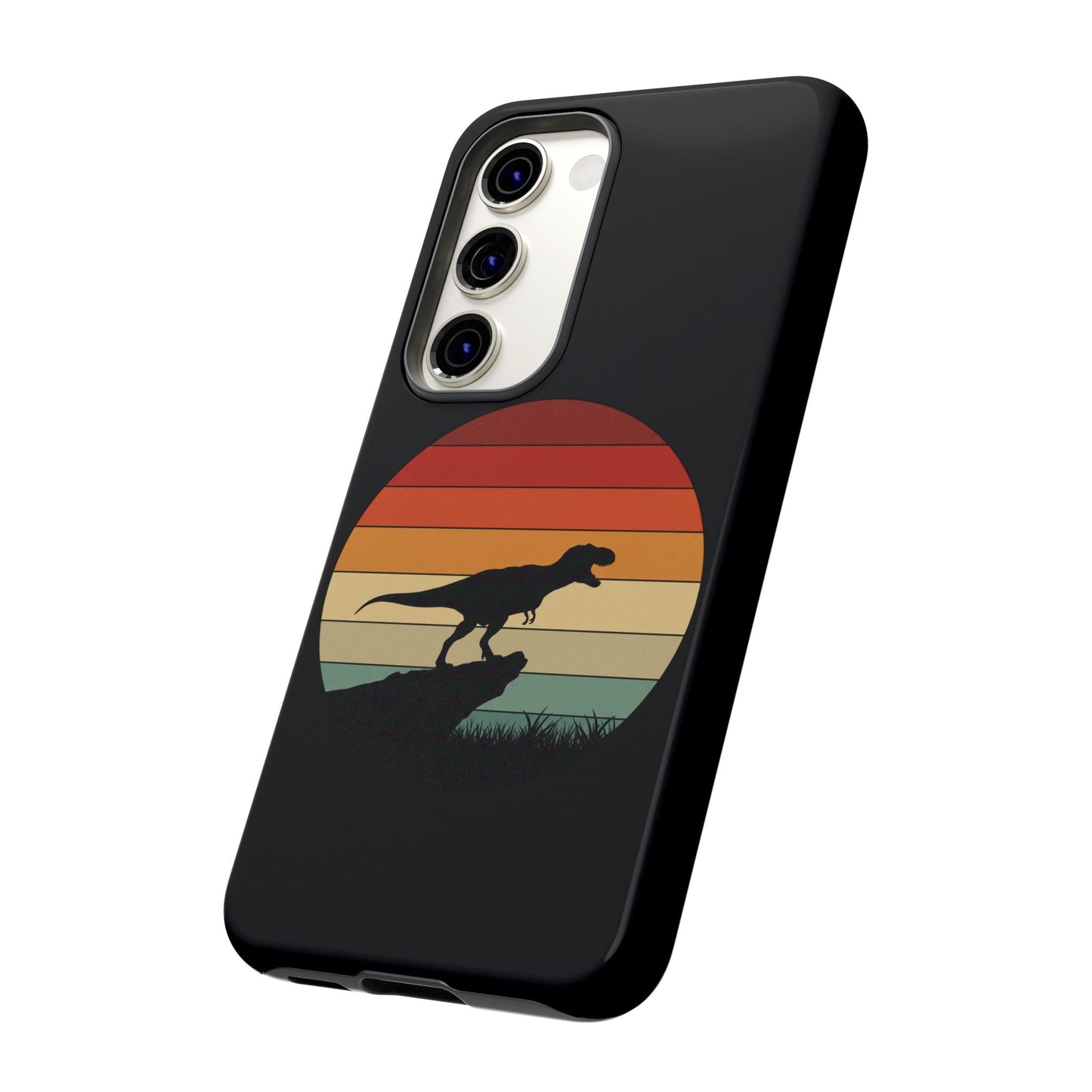 Retro Sunset Dinosaur Samsung Case | T-Rex Silhouette Vintage Gradient Cover for Galaxy S25/S24/S23 Series Dinosaur Phone Case
