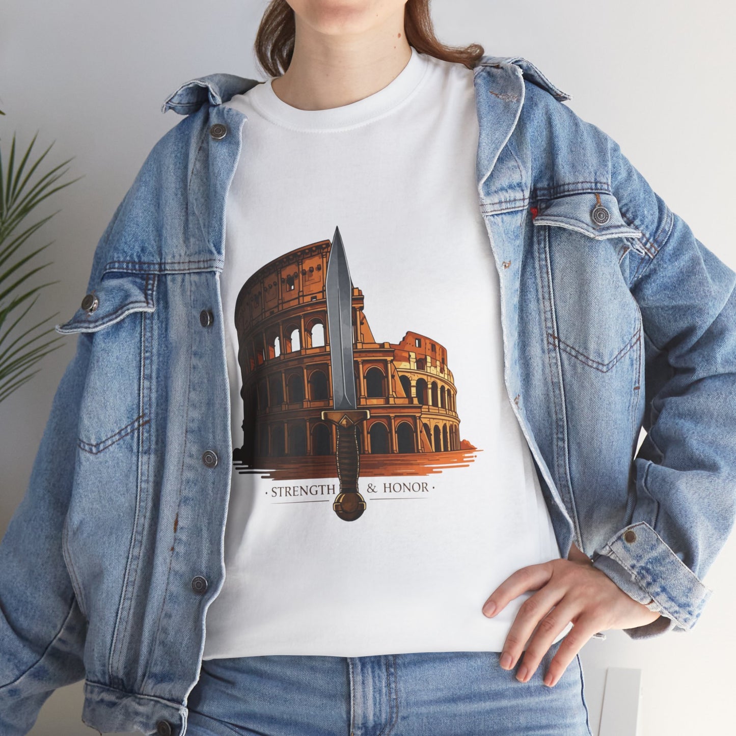 Strength & Honor Gladiator Shirt – Roman Colosseum Sword Graphic Tee – Ancient Rome History T-Shirt for Gladiator & Travel Fans