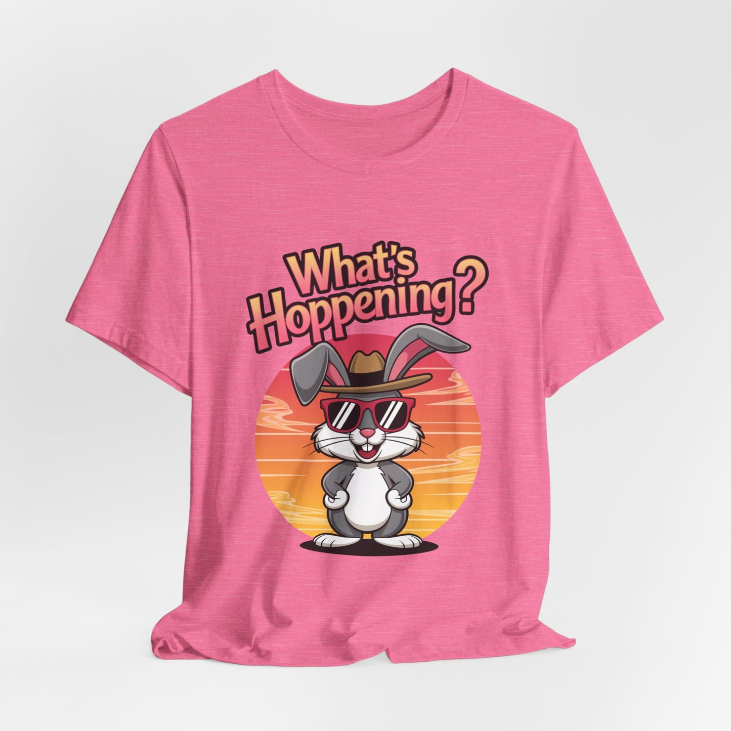 What’s Hoppening Funny Bunny Shirt – Cute Rabbit Pun T-Shirt – Sunset Graphic Tee for Animal Lovers, Easter, and Pun Enthusiasts