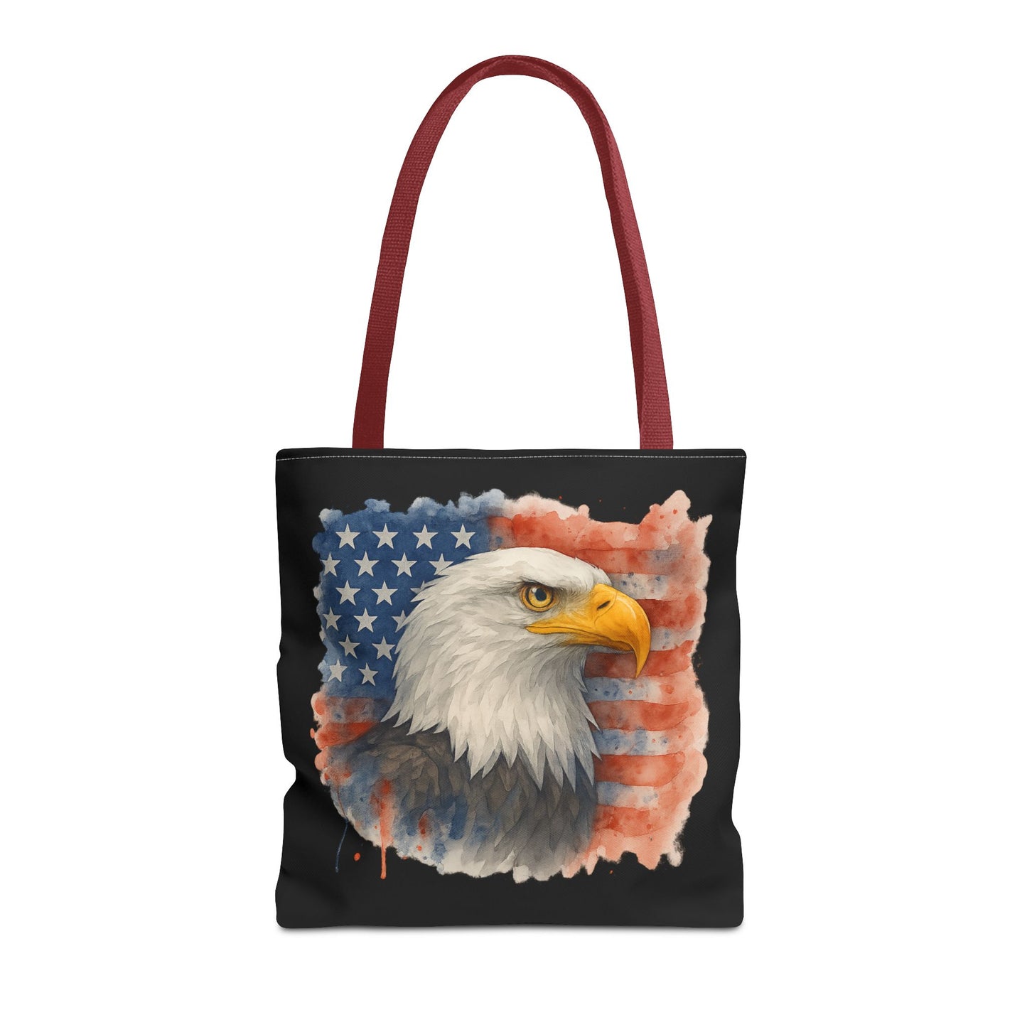 Patriotic Tote Bag with American Flag and Bald Eagle Watercolor Print 4th of July Bag Memorial Day Tote Veteran's Day Tote Bag