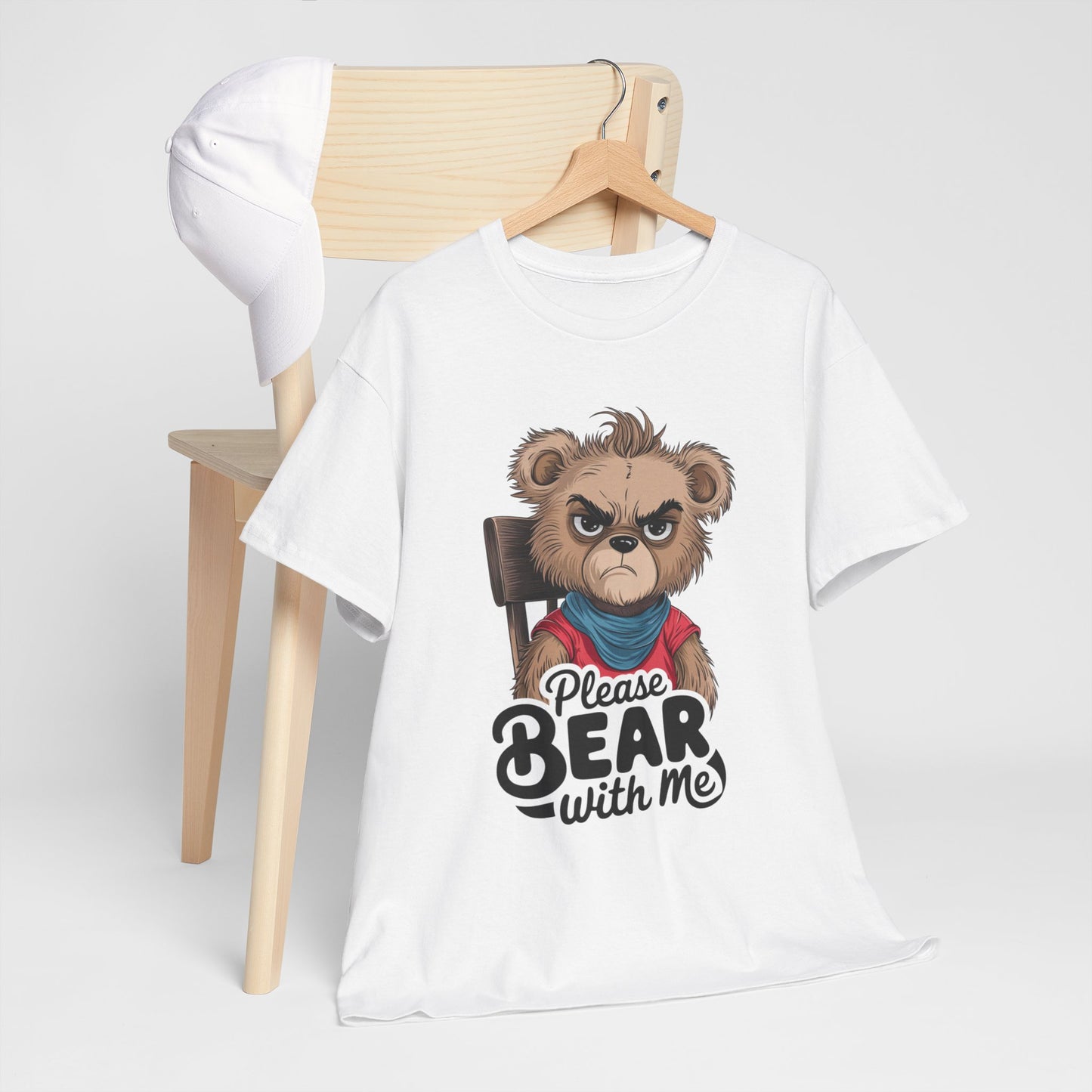 Grumpy Bear Graphic Tee – Please Bear With Me Shirt – Funny Animal T‑shirt – Sarcastic Humor Gift – Cute Bear Meme Art Tee