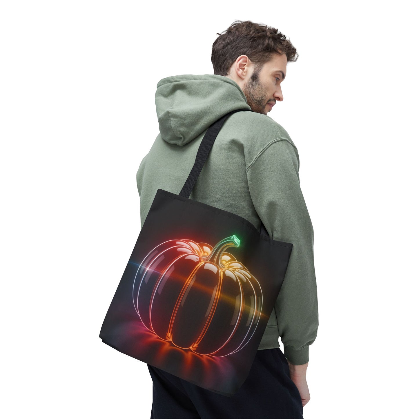Neon Pumpkin Tote Bag, Glowing Halloween Bag, Modern Fall Tote, Pumpkin Aesthetic Accessory, Trick Or Treat Bag, Spooky Season Gift