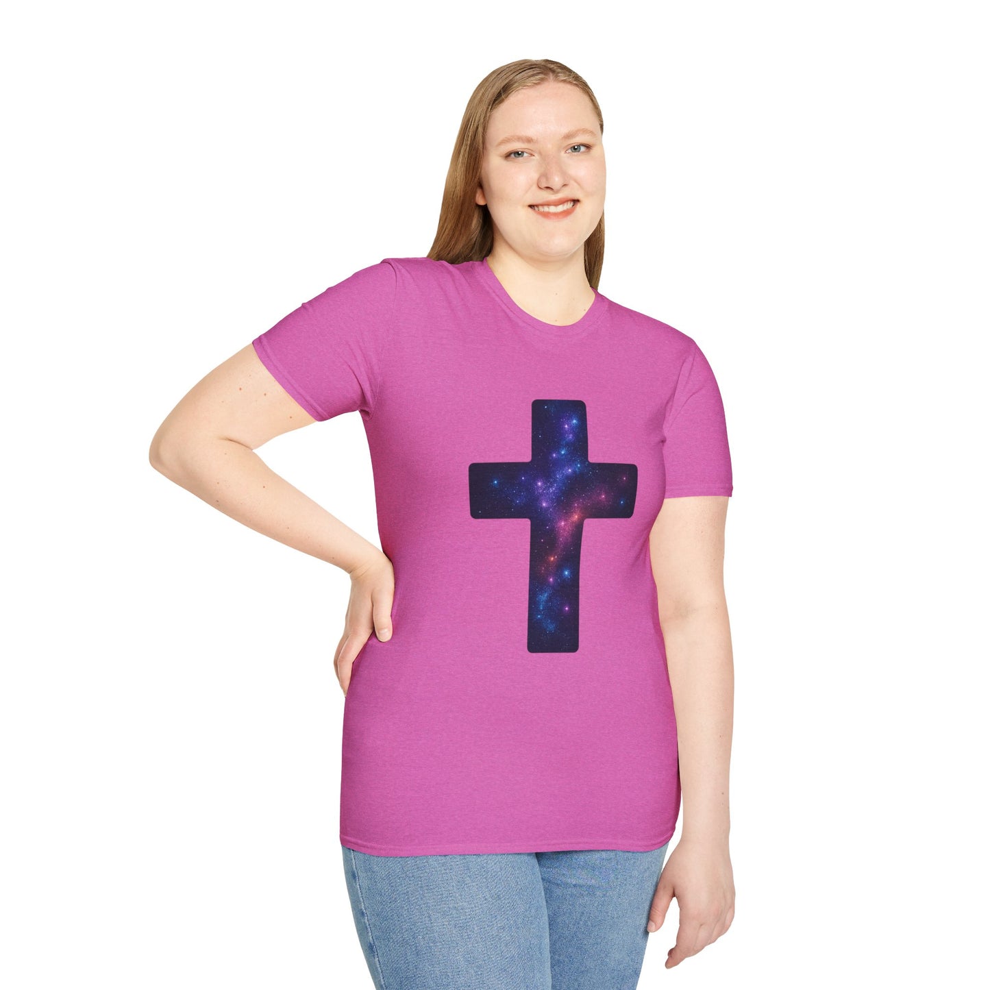 Galaxy Cross Graphic Tee | Celestial Christian Shirt, Spiritual Universe Cross T-Shirt, Faith & Astronomy Gift for Women & Men, Space Aesthetic