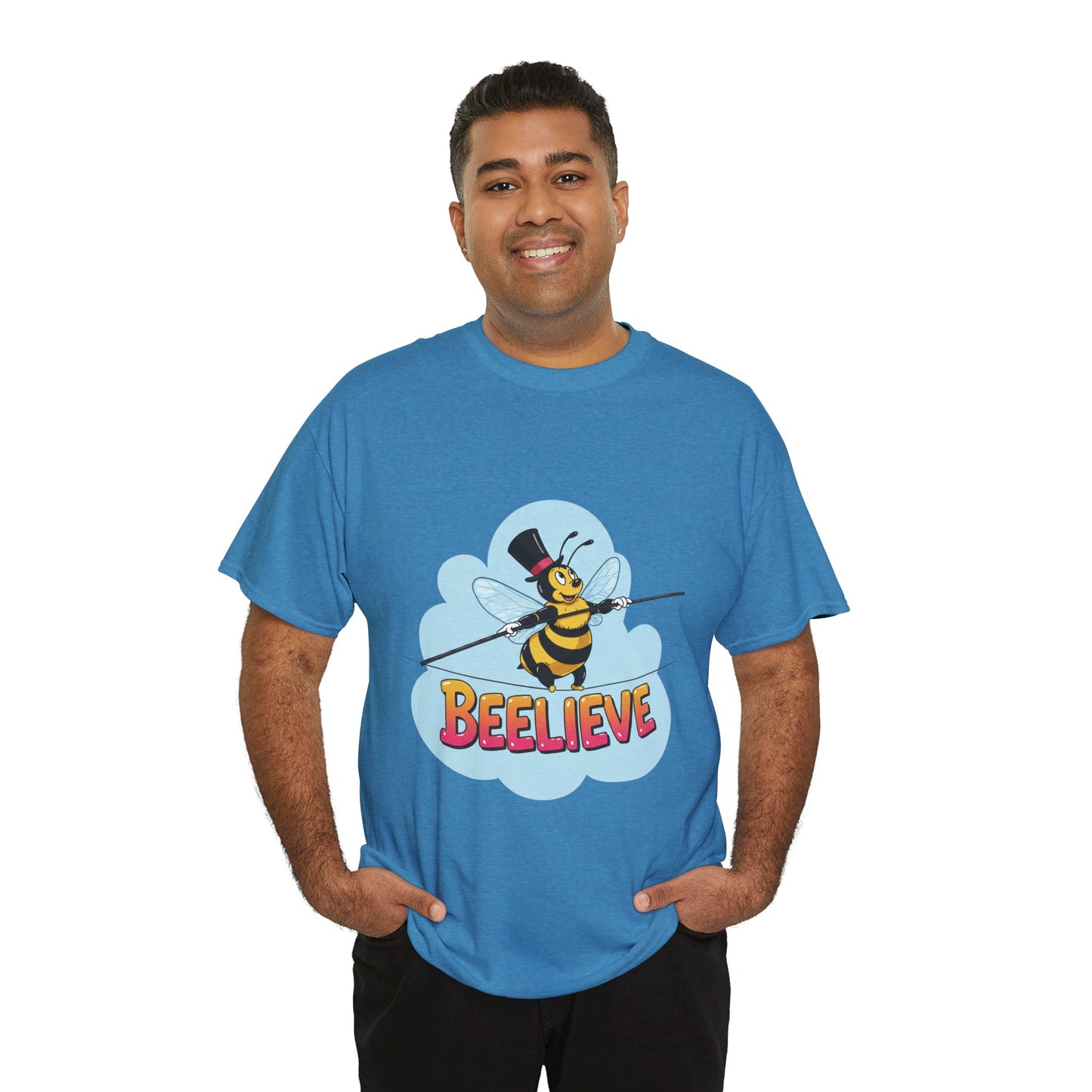 “Beelieve” Bee Pun T‑Shirt | Cute Bee Graphic Tee | Inspirational Pun Shirt | Funny Nature Lover Gift | Bee Belief Positive Vibes Tee