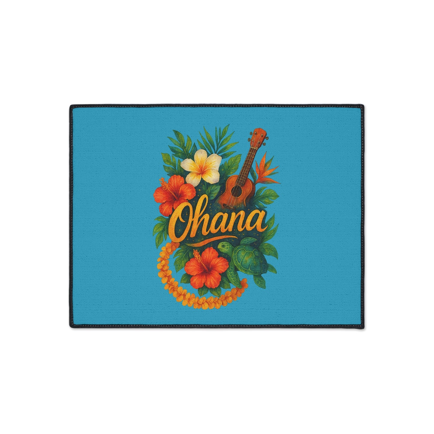 Hawaiian Ohana Welcome Mat | Tropical Doormat | Luau Home Decor | Beach House Entry Rug | Island Vibes Floor Mat | Aloha Gift Idea
