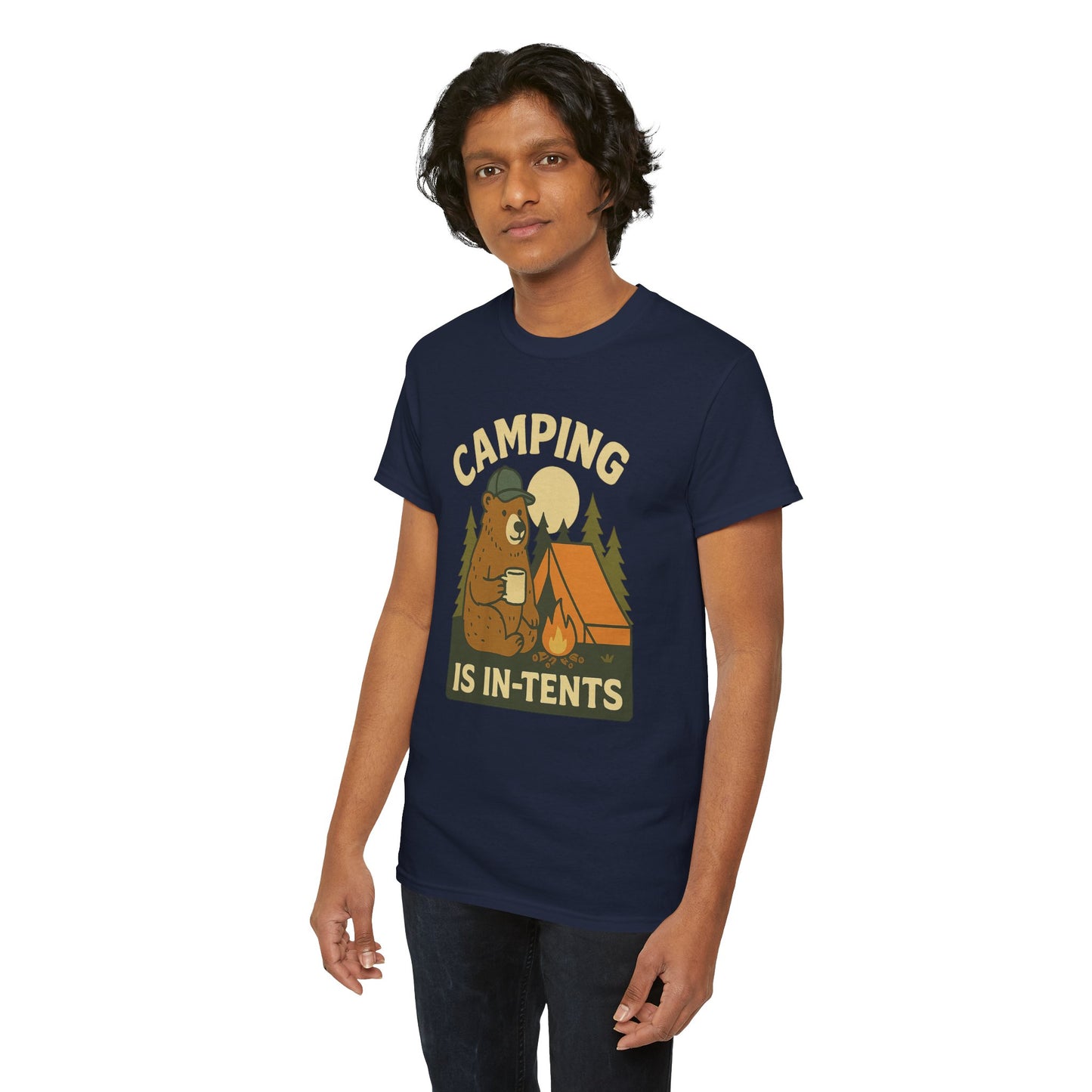 Camping Is In-Tents Funny Bear Camping Tee - Cute Outdoorsy Pun Shirt - Retro Campfire Graphic, Nature Lover Gift, Unisex Adventure Apparel