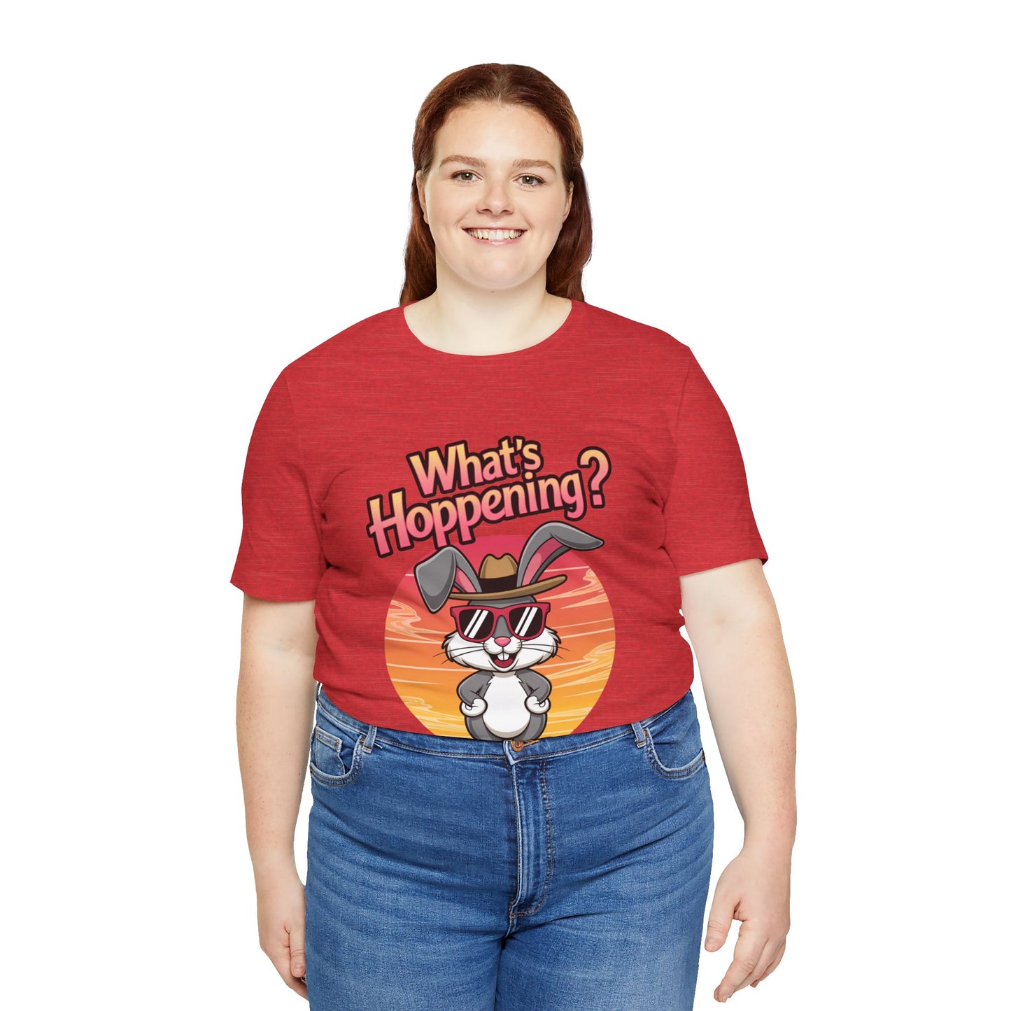 What’s Hoppening Funny Bunny Shirt – Cute Rabbit Pun T-Shirt – Sunset Graphic Tee for Animal Lovers, Easter, and Pun Enthusiasts