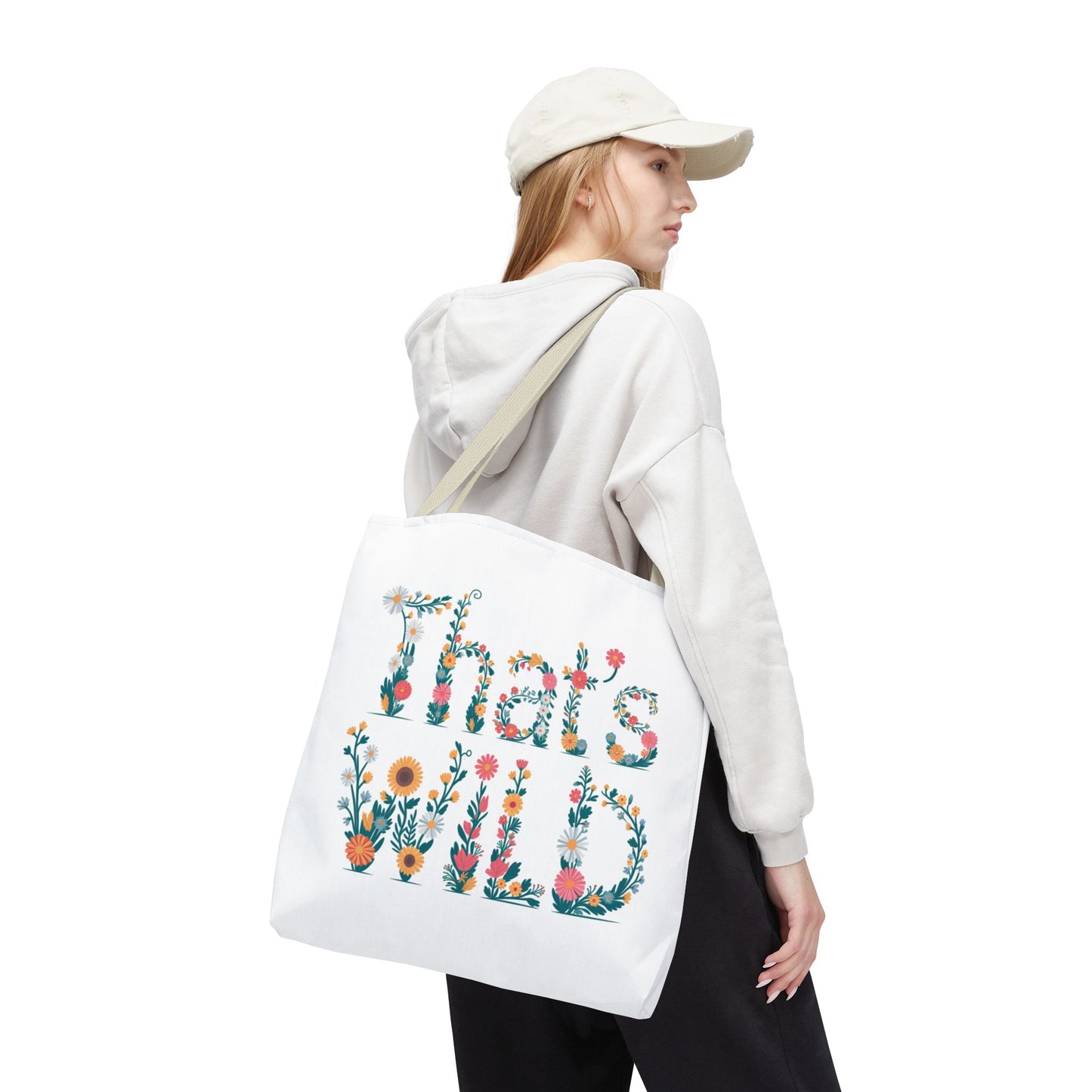 Floral “That’s Wild” Tote Bag – Funny Botanical Reusable Bag, Eco-Friendly Gift for Nature Lovers, Boho Wildflower Design