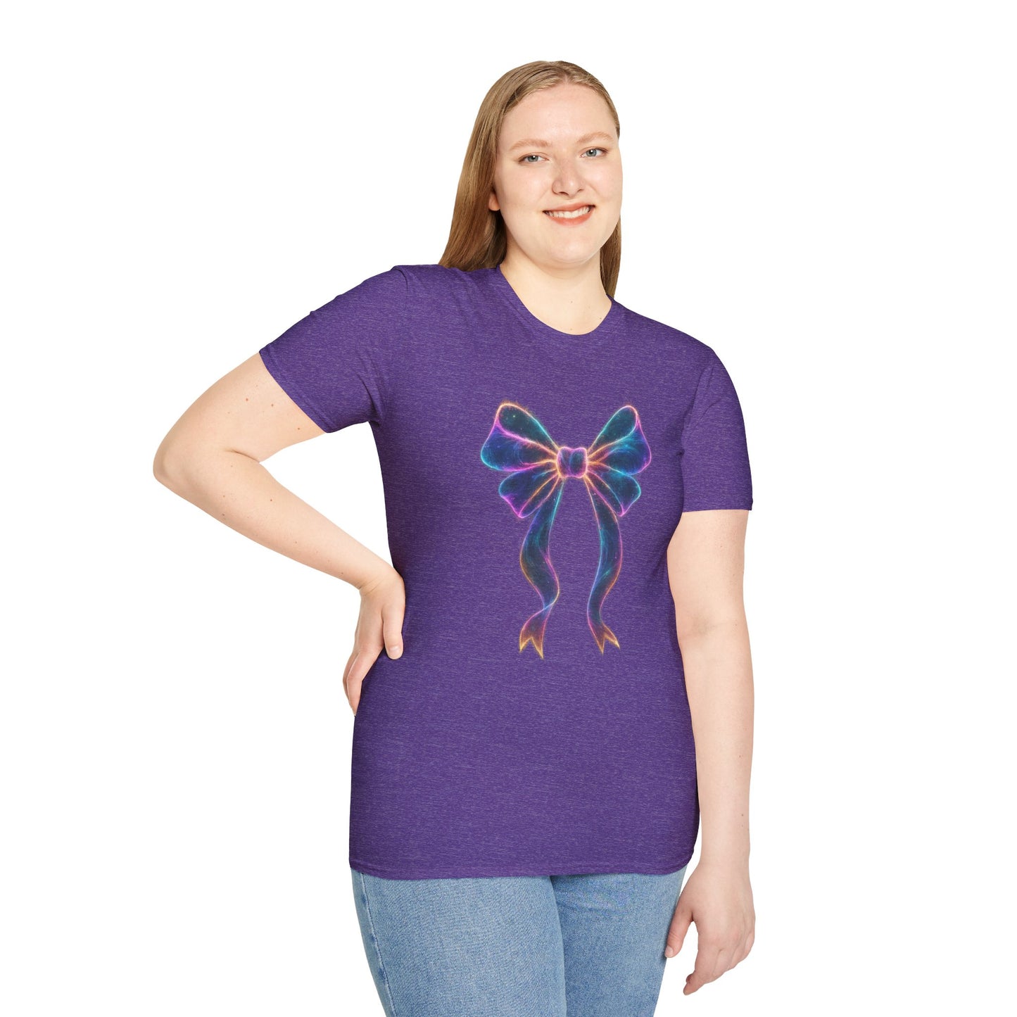 Neon Bow Coquette T-Shirt | Aesthetic Ribbon Graphic Tee | Y2K Coquette Style Shirt | Cute Trendy Gift for Women | Fashion Bow Tee