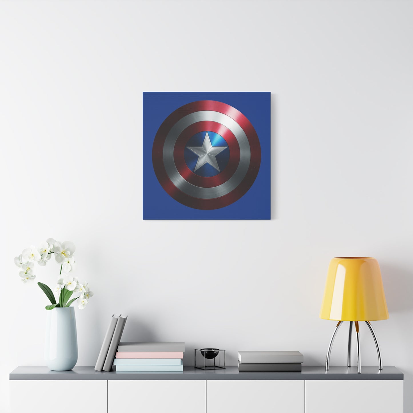 Superhero Shield Canvas Art - Stretched Matte Decor for Fans